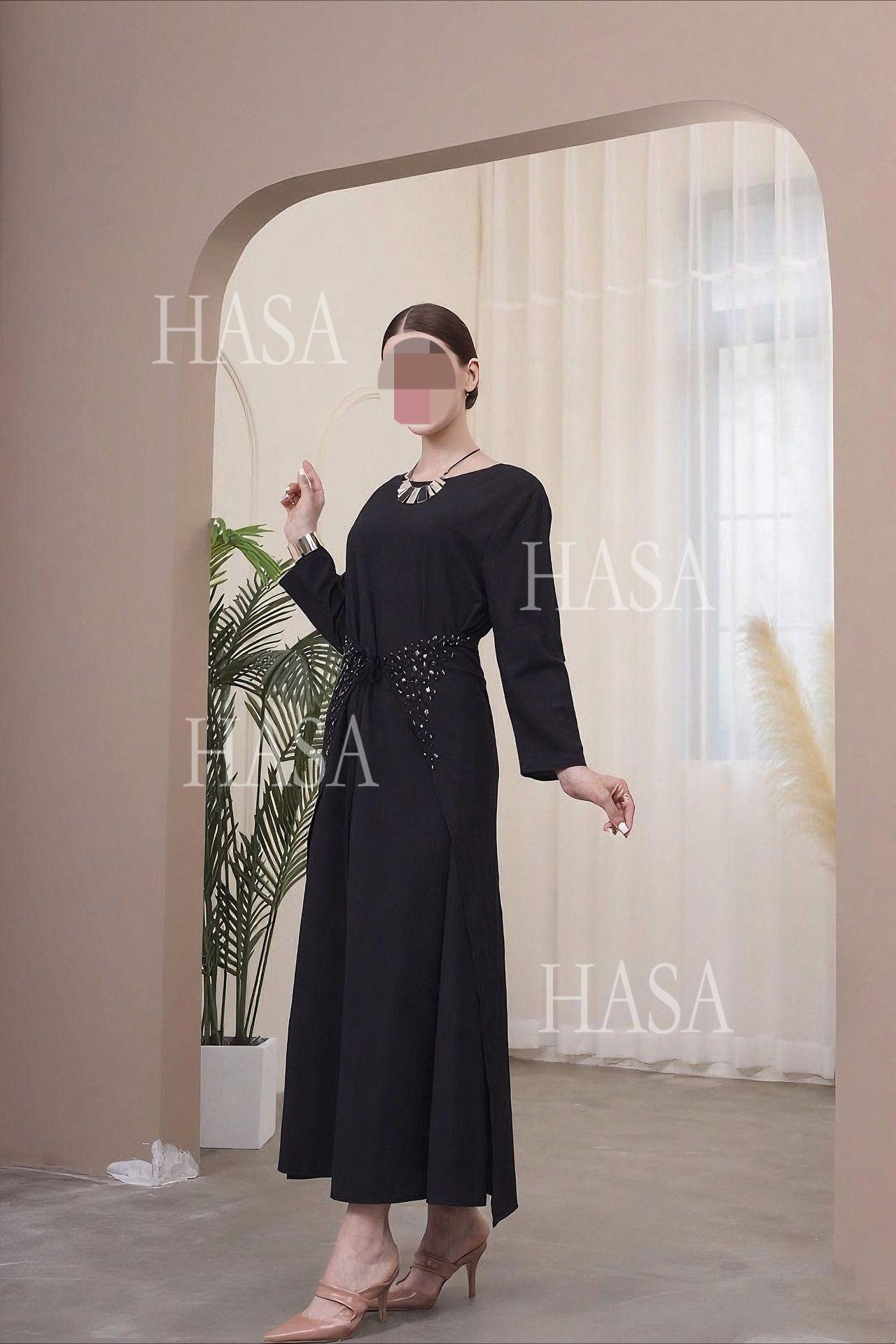 HS6578 Women's Solid Color Three-piece Robe Set (long Skirt + Skirt + Cardigan Jacket)