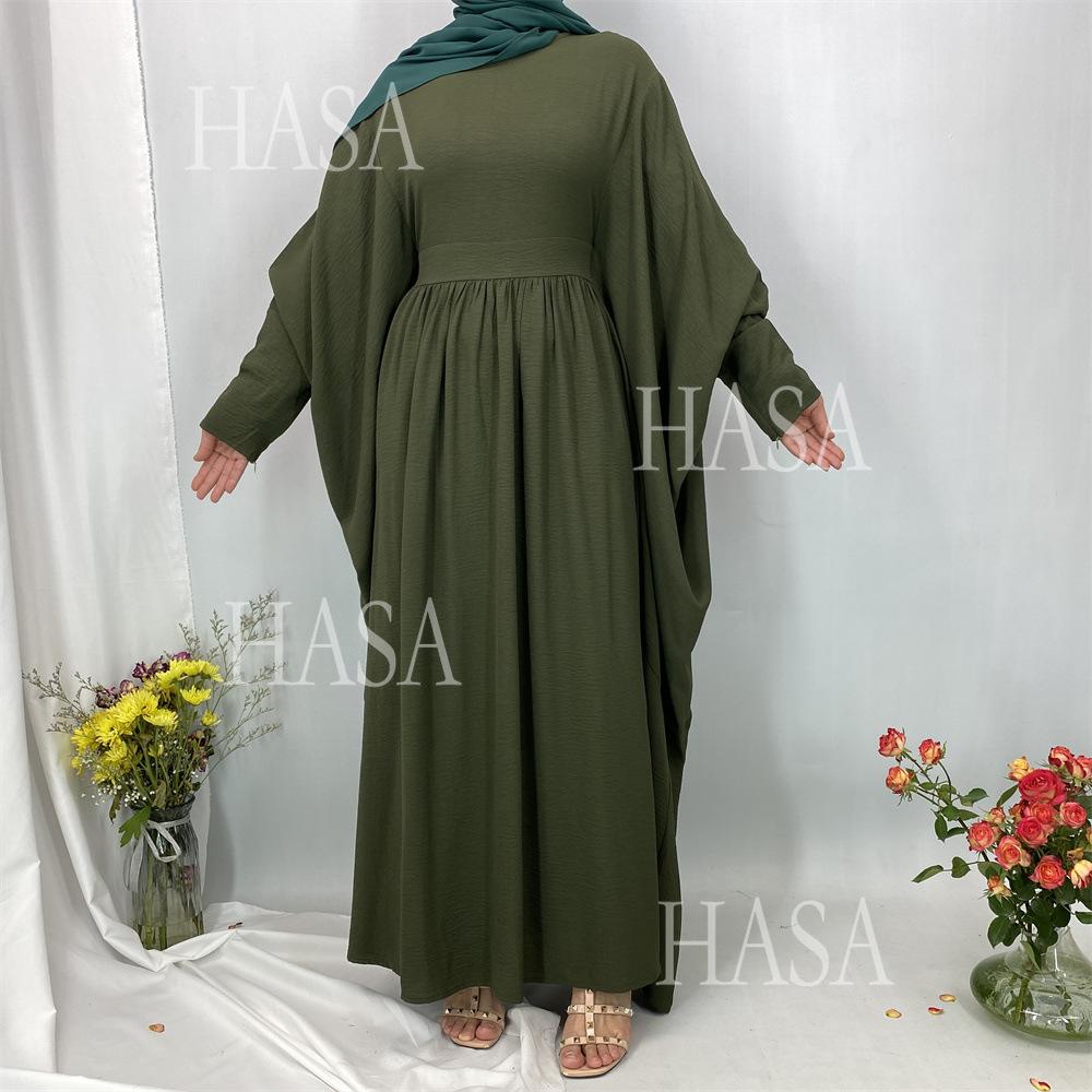 HS6586 Loose Turkish Pleated Dress, Fashionable Long Design