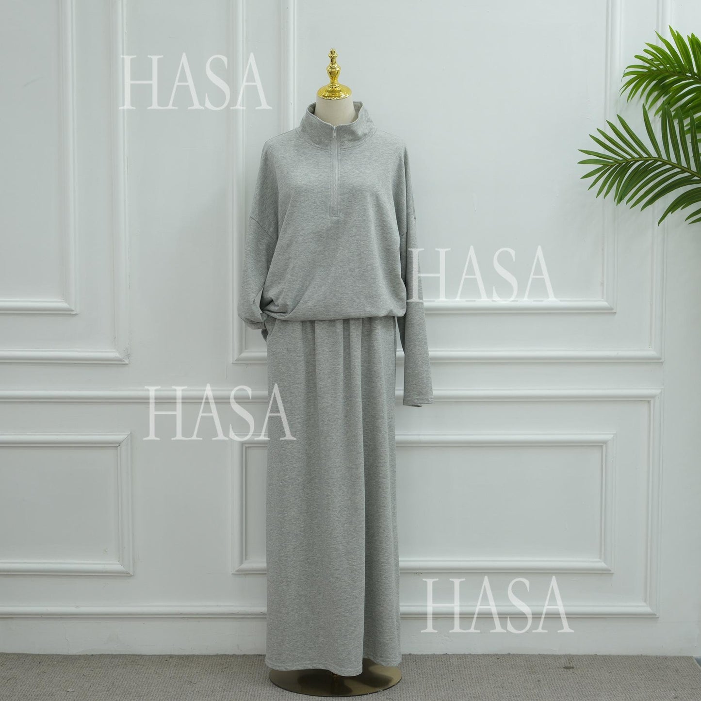 HASA HS6783 Cool Streetwear Maxi Skirt and Loose Top Set