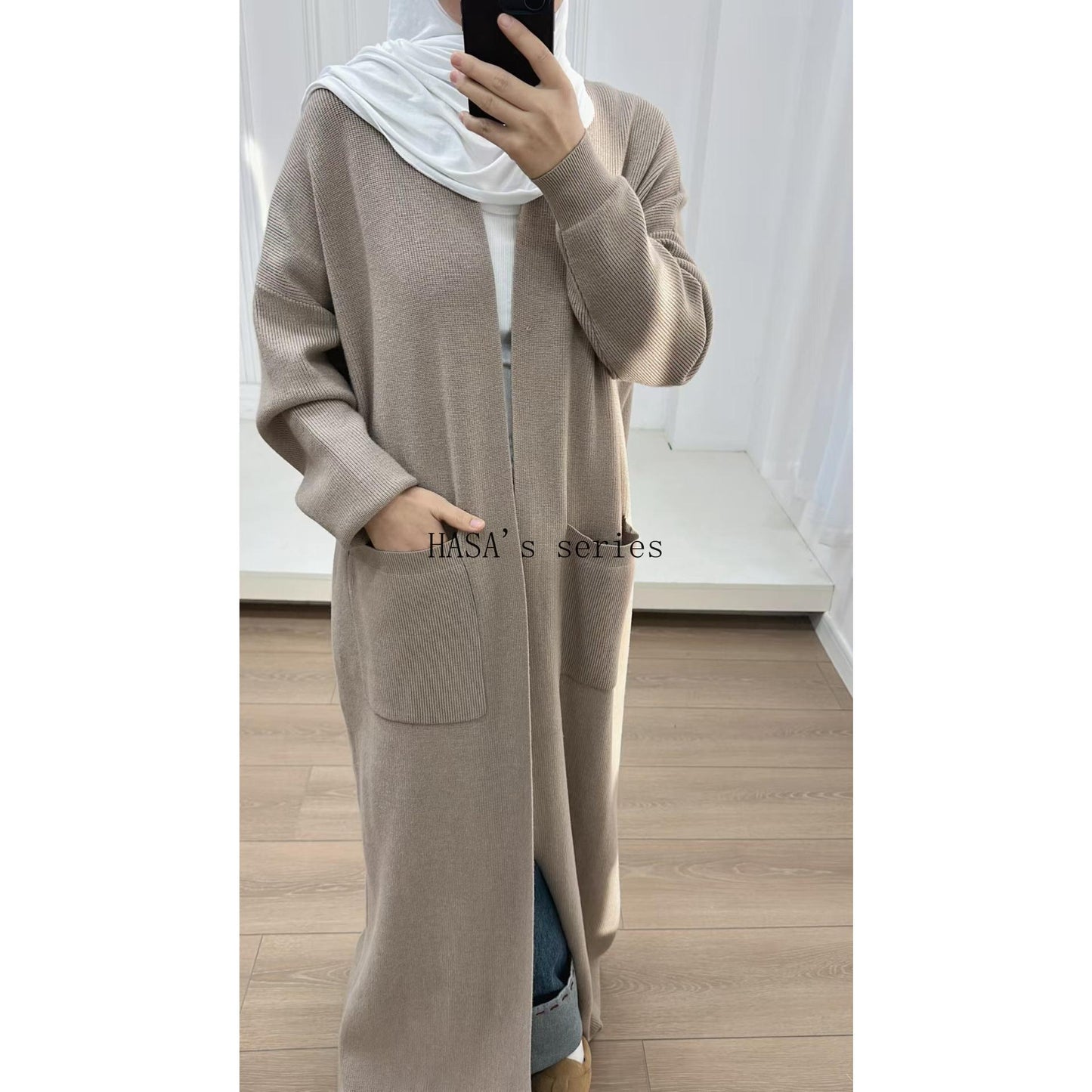 HS5439 Temperament Knitted Cardigan - Autumn and Winter Thick Loose Long Dress long  sleeve