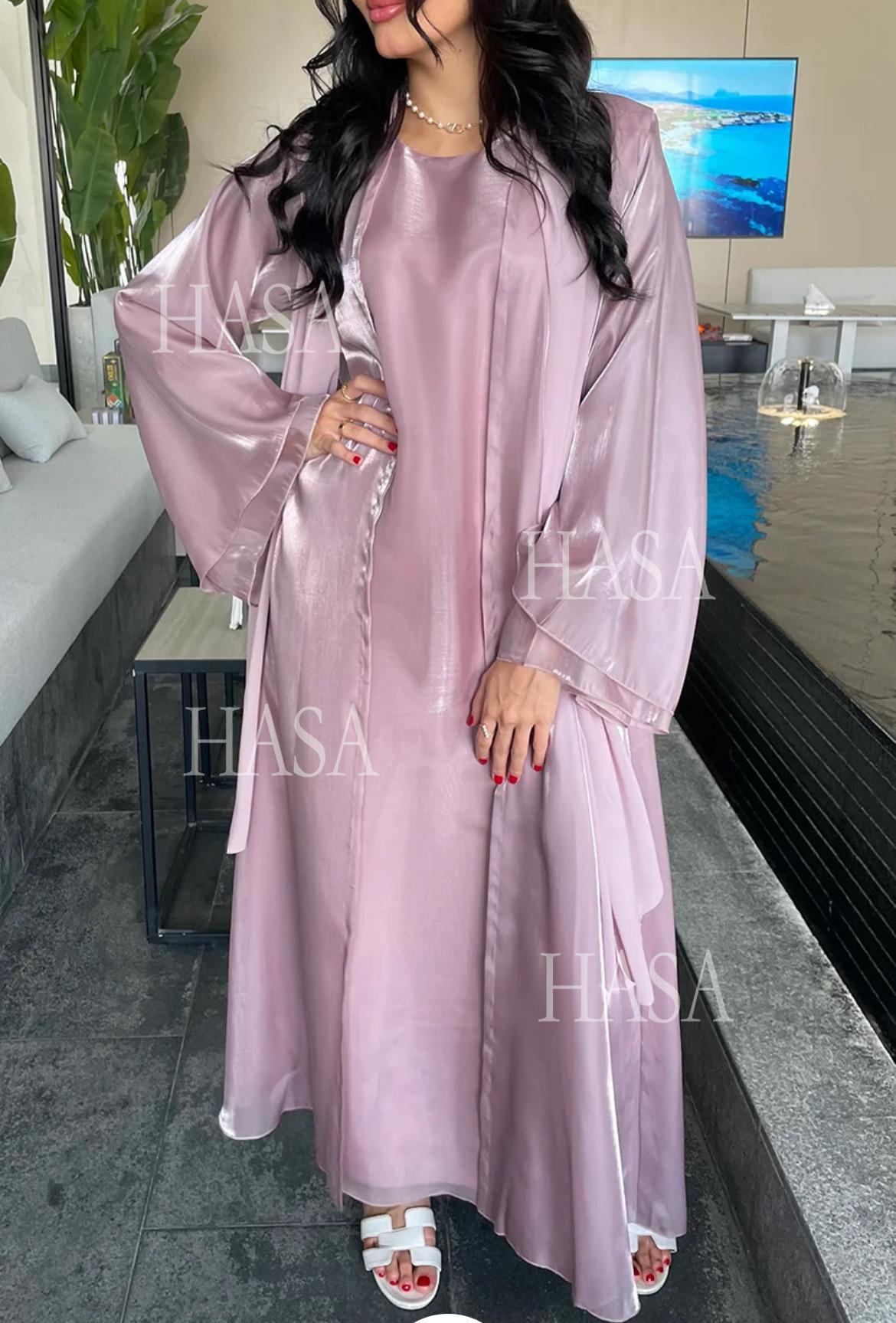 HS6579 Women's Purple Organza Two-Piece Robe (Long Skirt + Jacket)