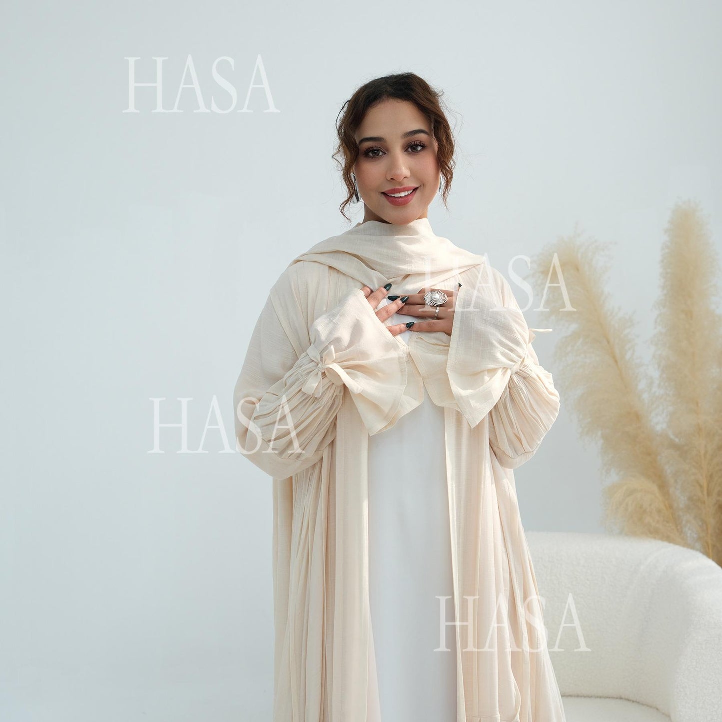 HASA HS6802 Flowy Abaya and Hijab Set You Will Love