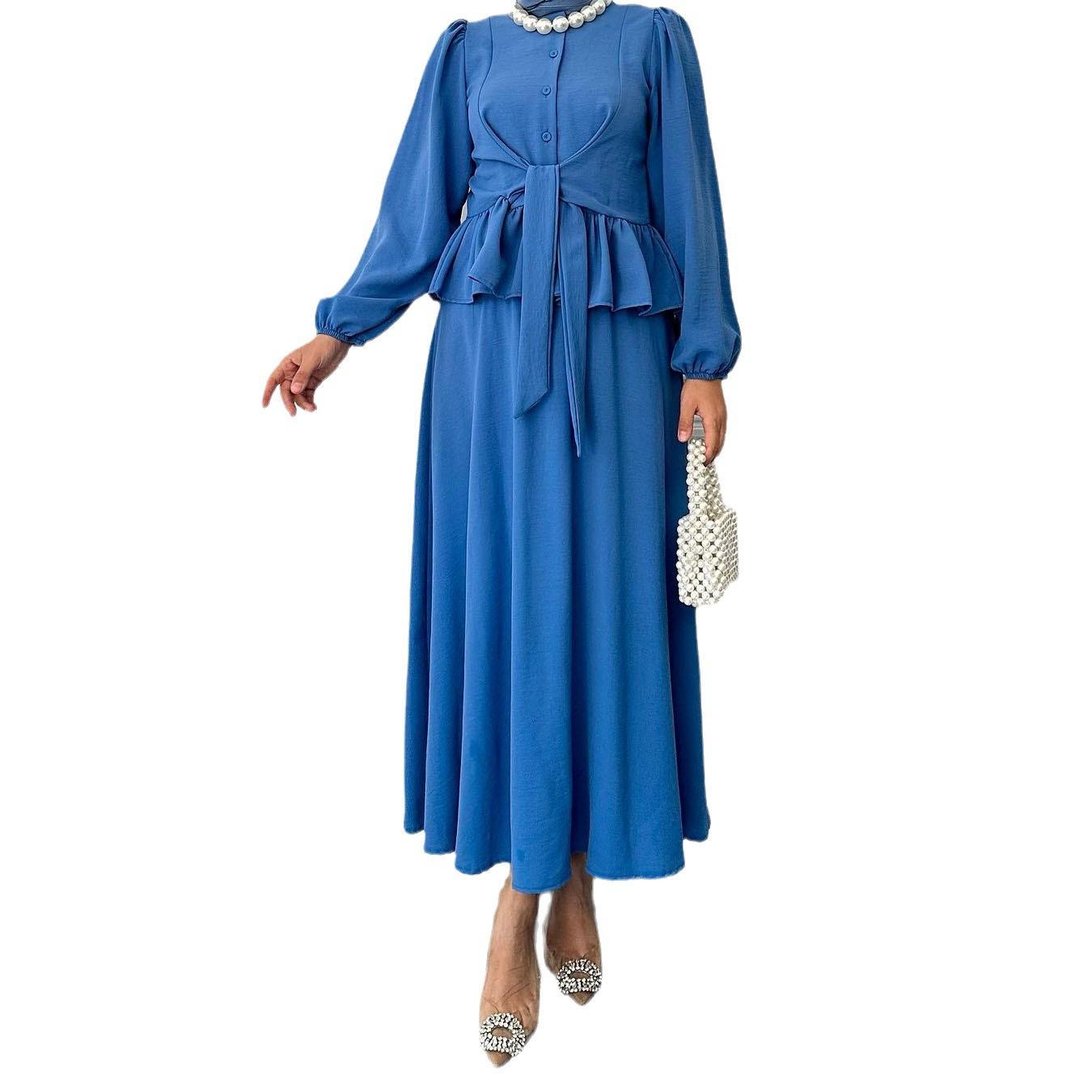 HASASERIES HS0825 Ensemble 2 pièces chemise à manches longues avec robe