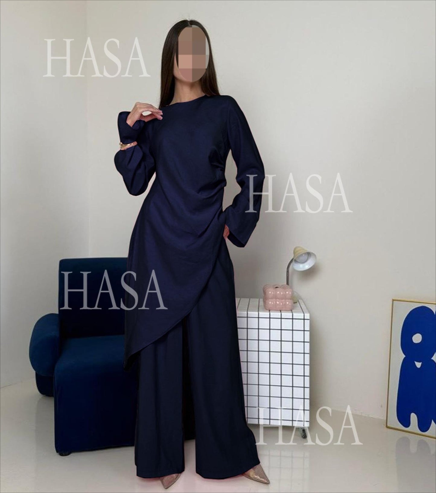 HS6606 Asymmetrical two-piece tunic (with optional headscarf)