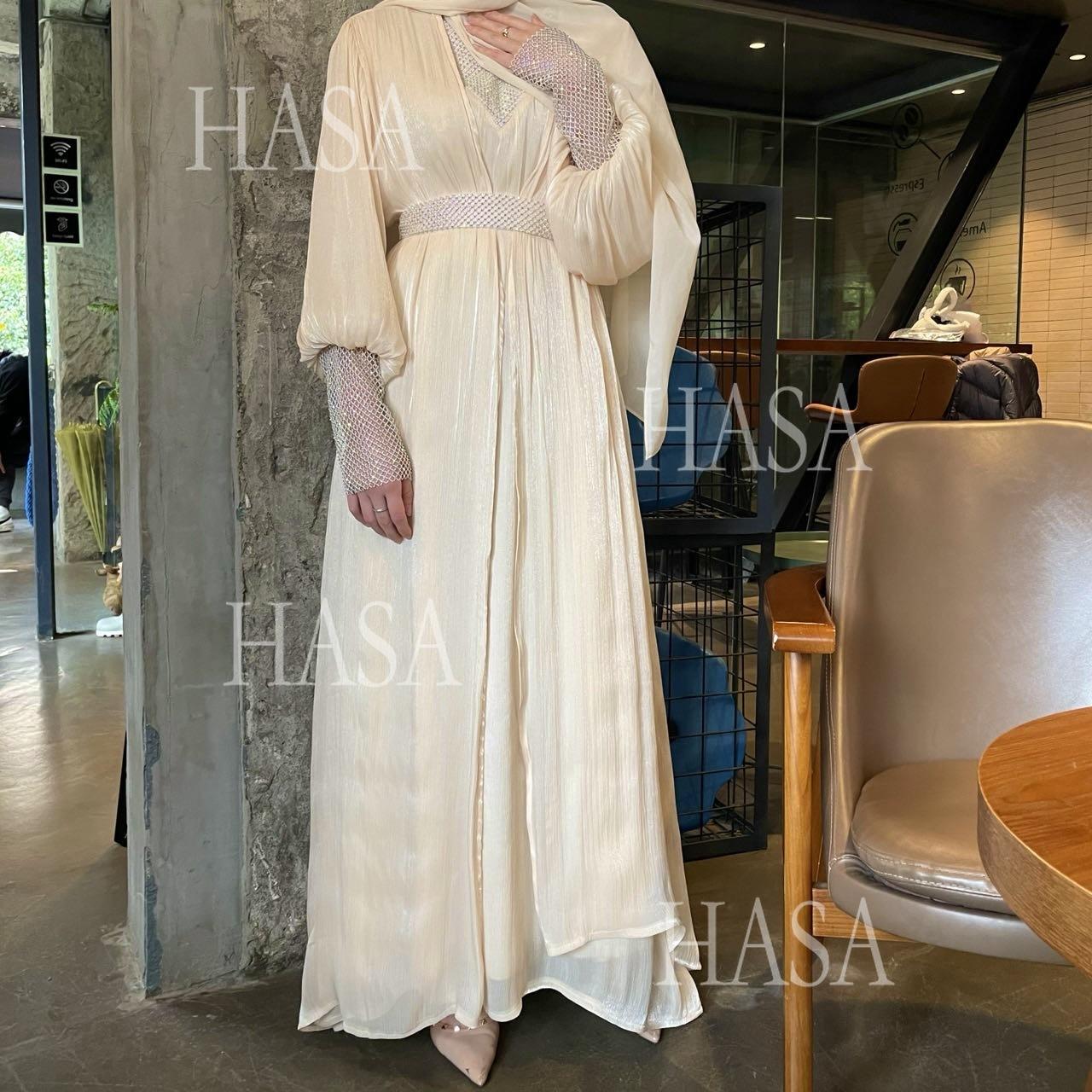 HS6481  Chiffon Robe 4 - Piece Set for Graceful Look
