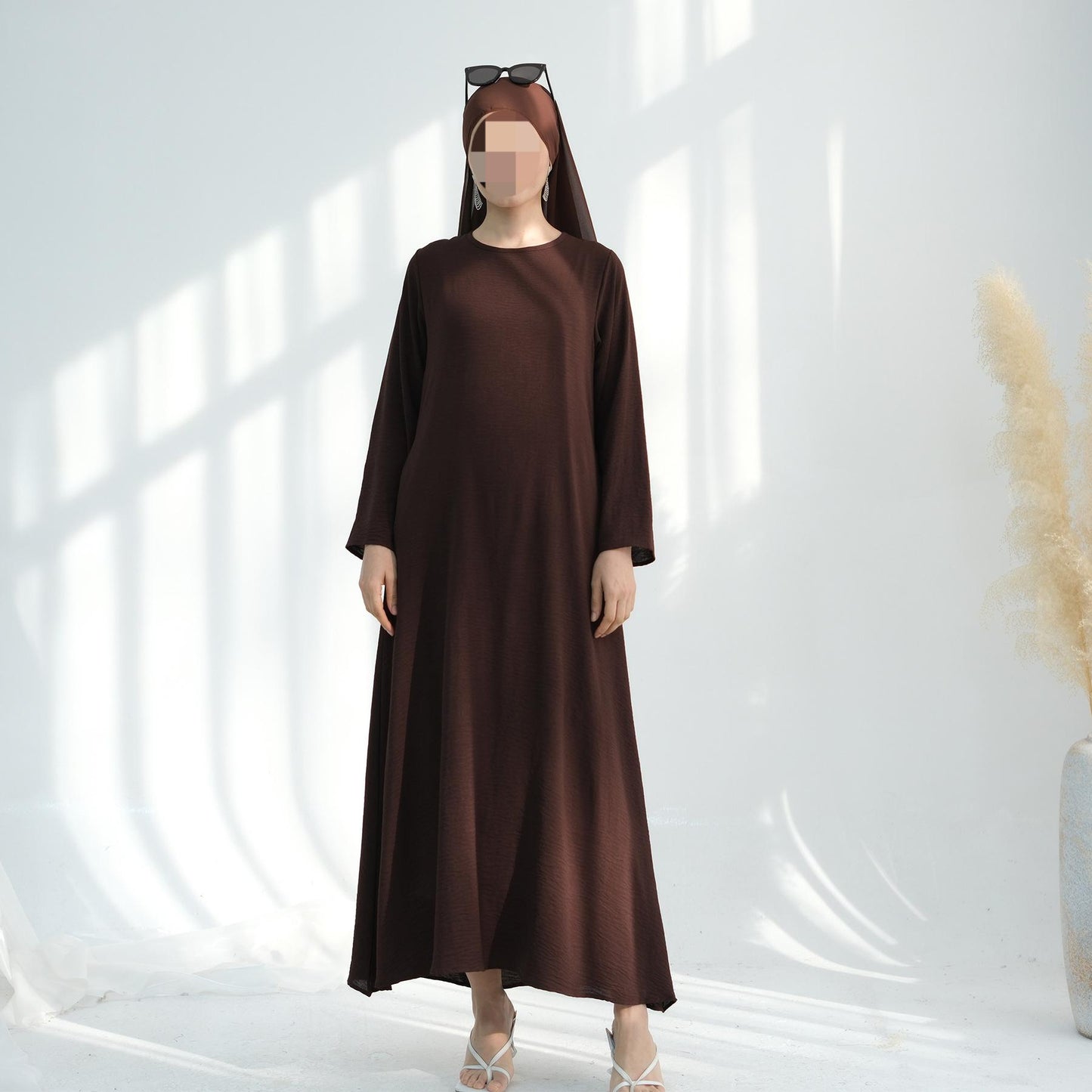 HS6513 Double-layered sleeve chiffon cardigan two-piece robe abaya (headscarf not included)