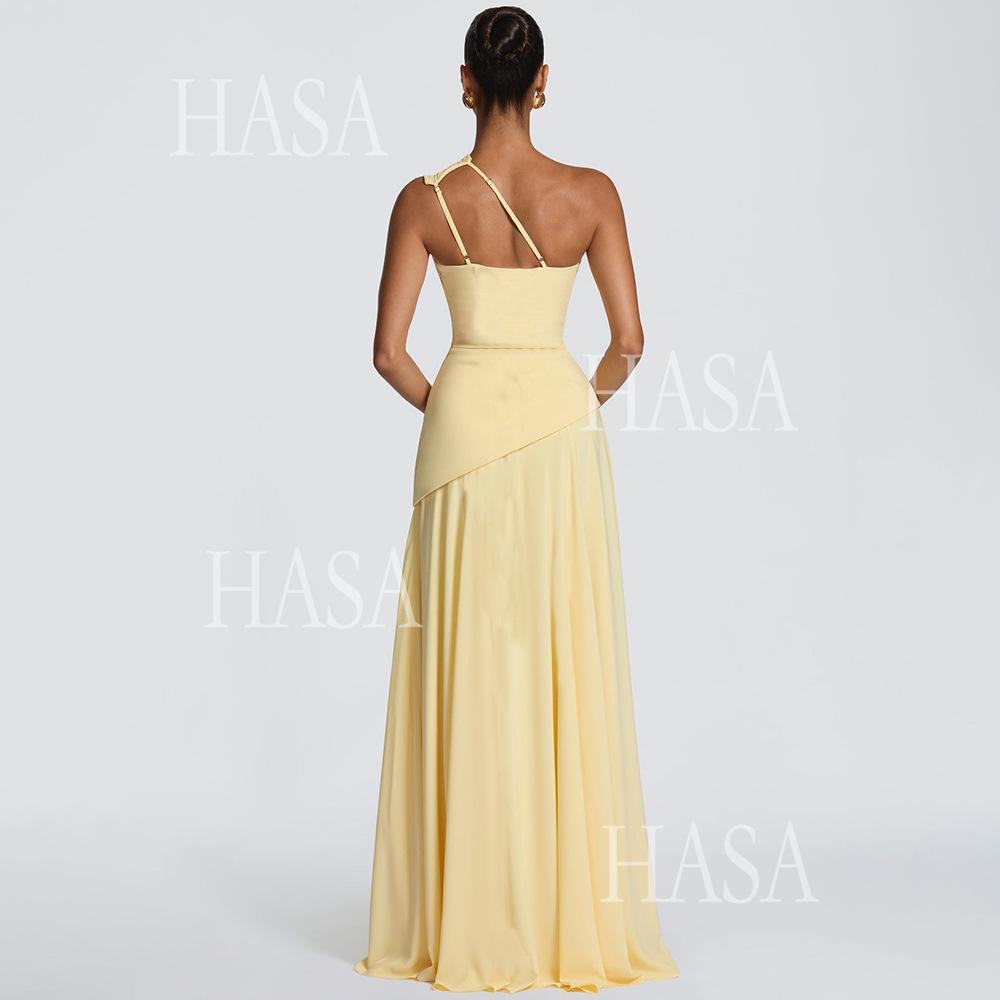HASA HS6765 Elegant Sculpted Fit Maxi Dress