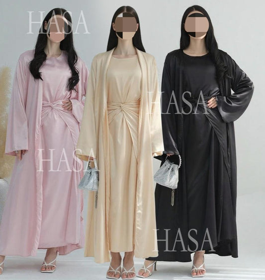 HS6581 Solid color three-piece women's long skirt suit