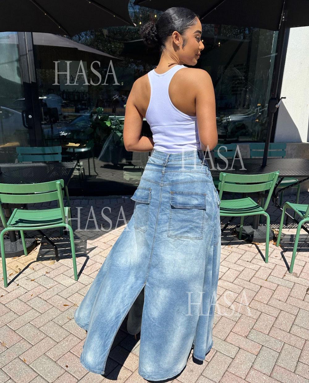 HASA HS6777 Trendy Denim Skirt Pants