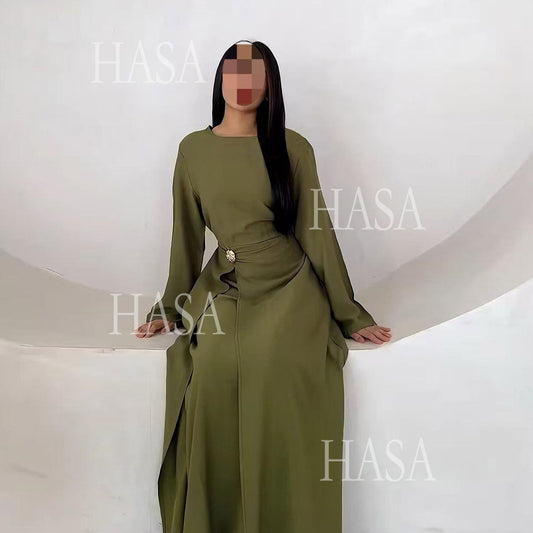 HS6549 Minimalist Abaya with Waist Detail