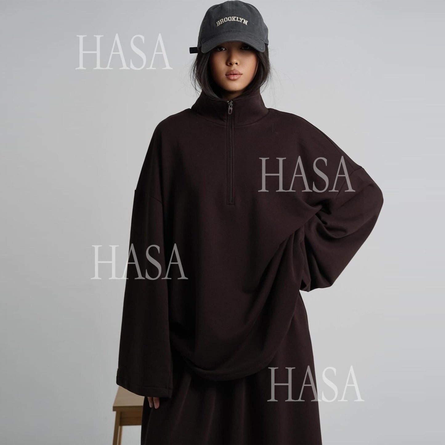 HASA HS6783 Cool Streetwear Maxi Skirt and Loose Top Set