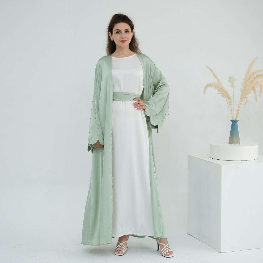 HS6602 Fully hand-beaded long cardigan jacket (headscarf not included)