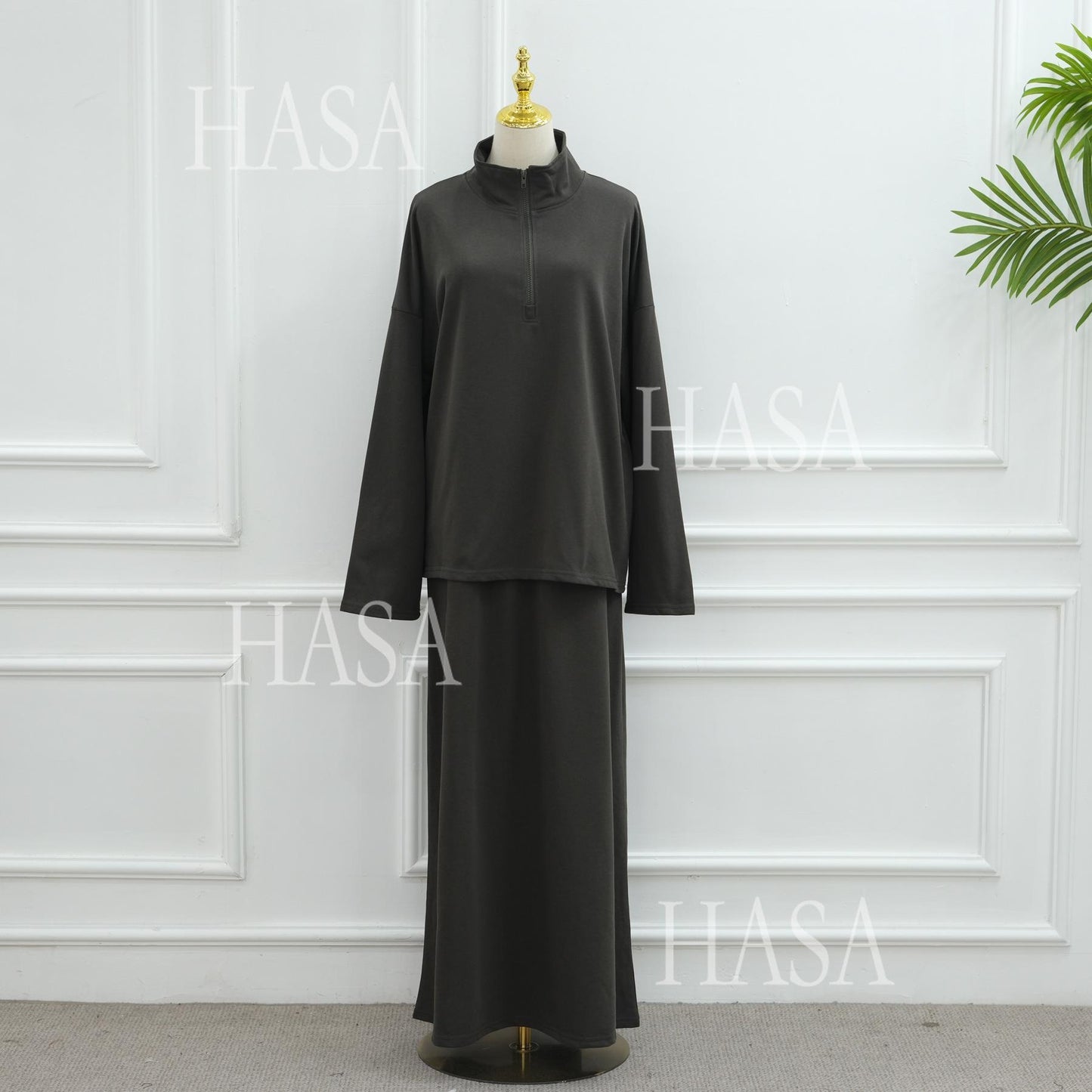 HASA HS6783 Cool Streetwear Maxi Skirt and Loose Top Set