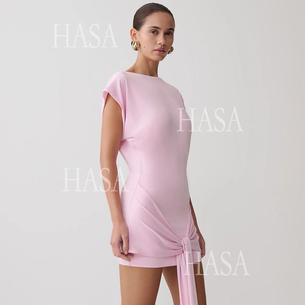 HASA HS6770 Minimal Chic Short Sleeve Mini Dress