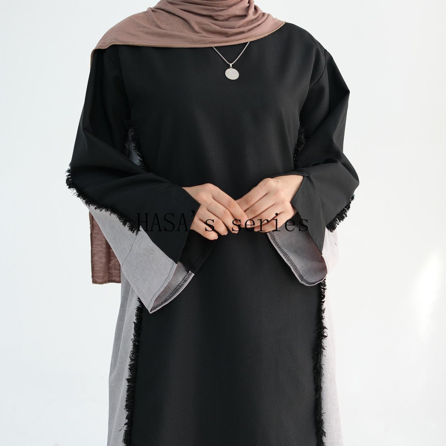 HS5508 Elegant patchwork robe - lightweight and comfortable, showing fashion taste plain casual dress