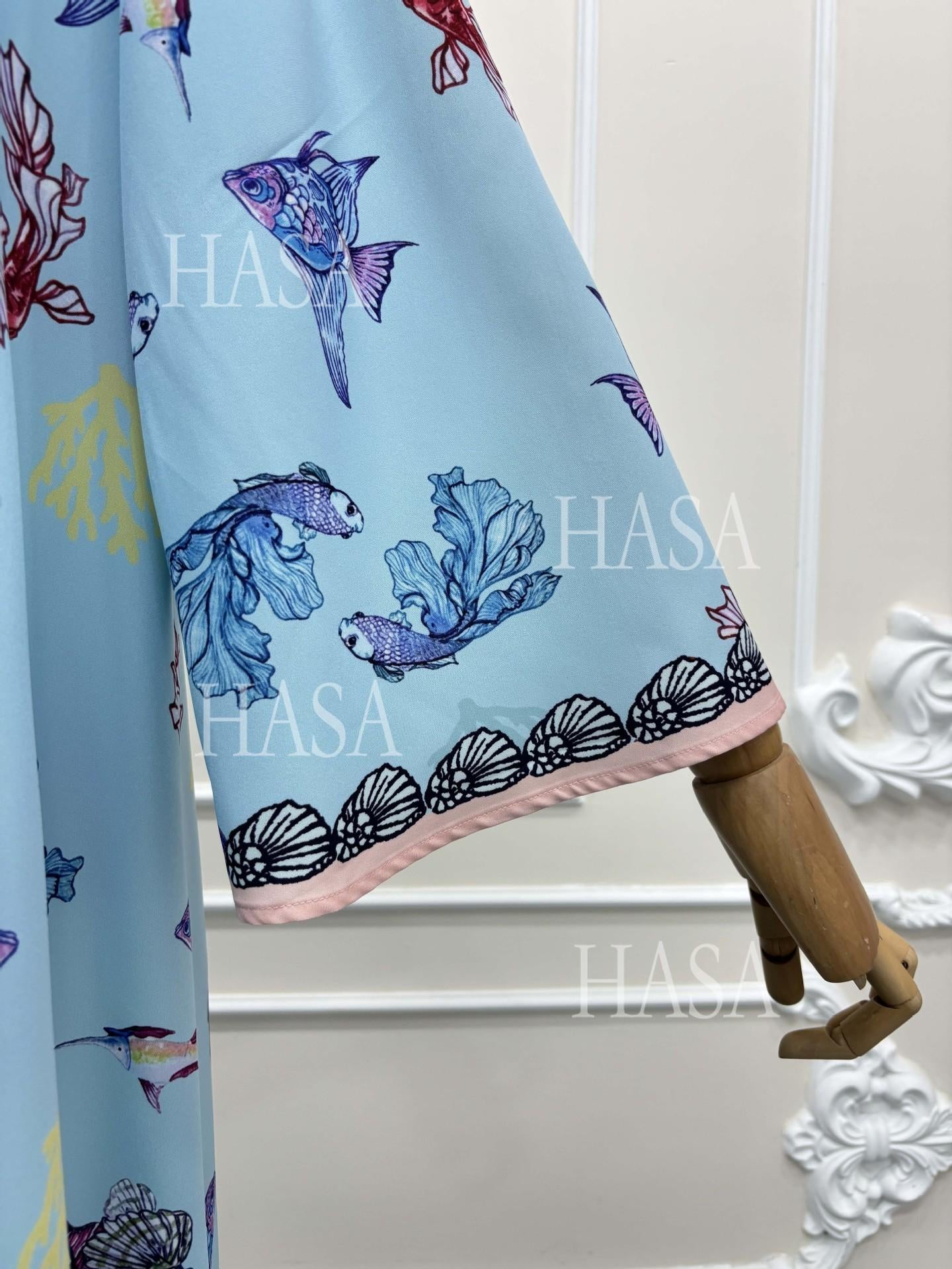 HASA HS6808 Modest Floral Maxi Abaya Cardigan