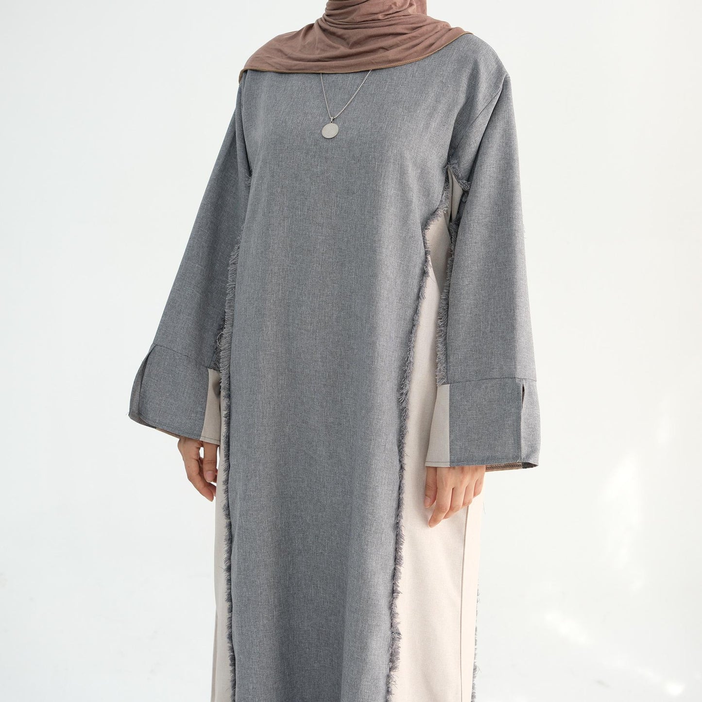 HS5508 Elegant patchwork robe - lightweight and comfortable, showing fashion taste plain casual dress