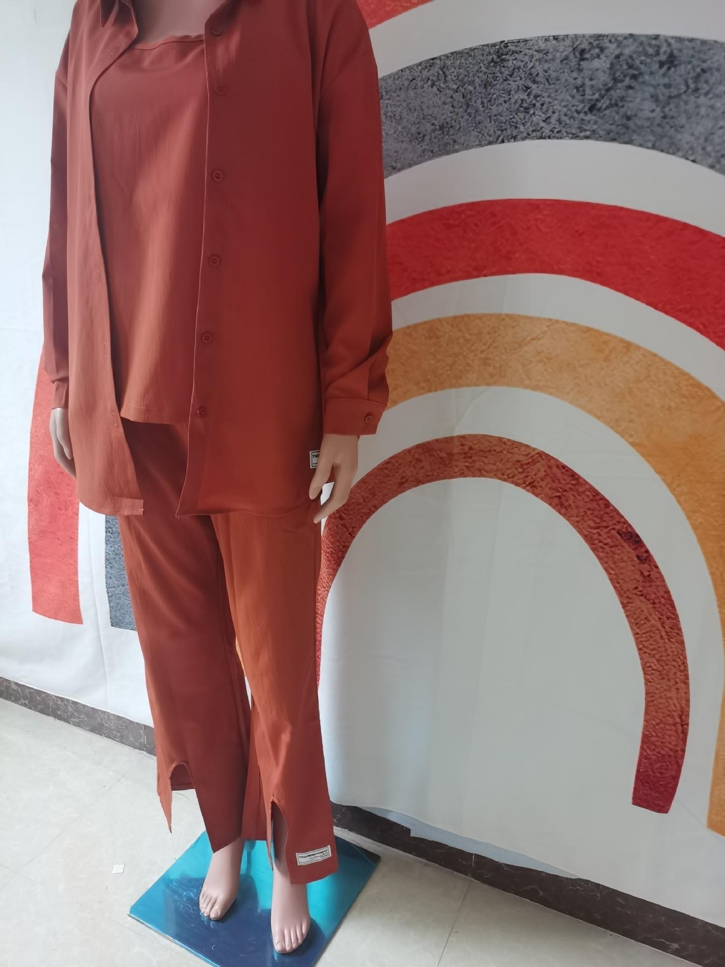 HASASERIES HS0829 3pcs Set Long Sleeved Shirt Vest and Pants