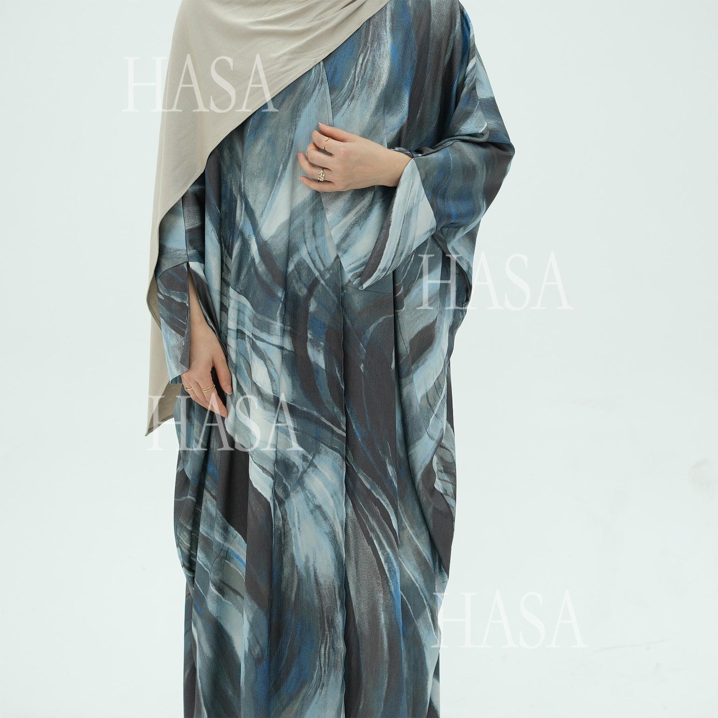 HS6509 Abstract Printed Loose Abaya (Headscarf Not Included)