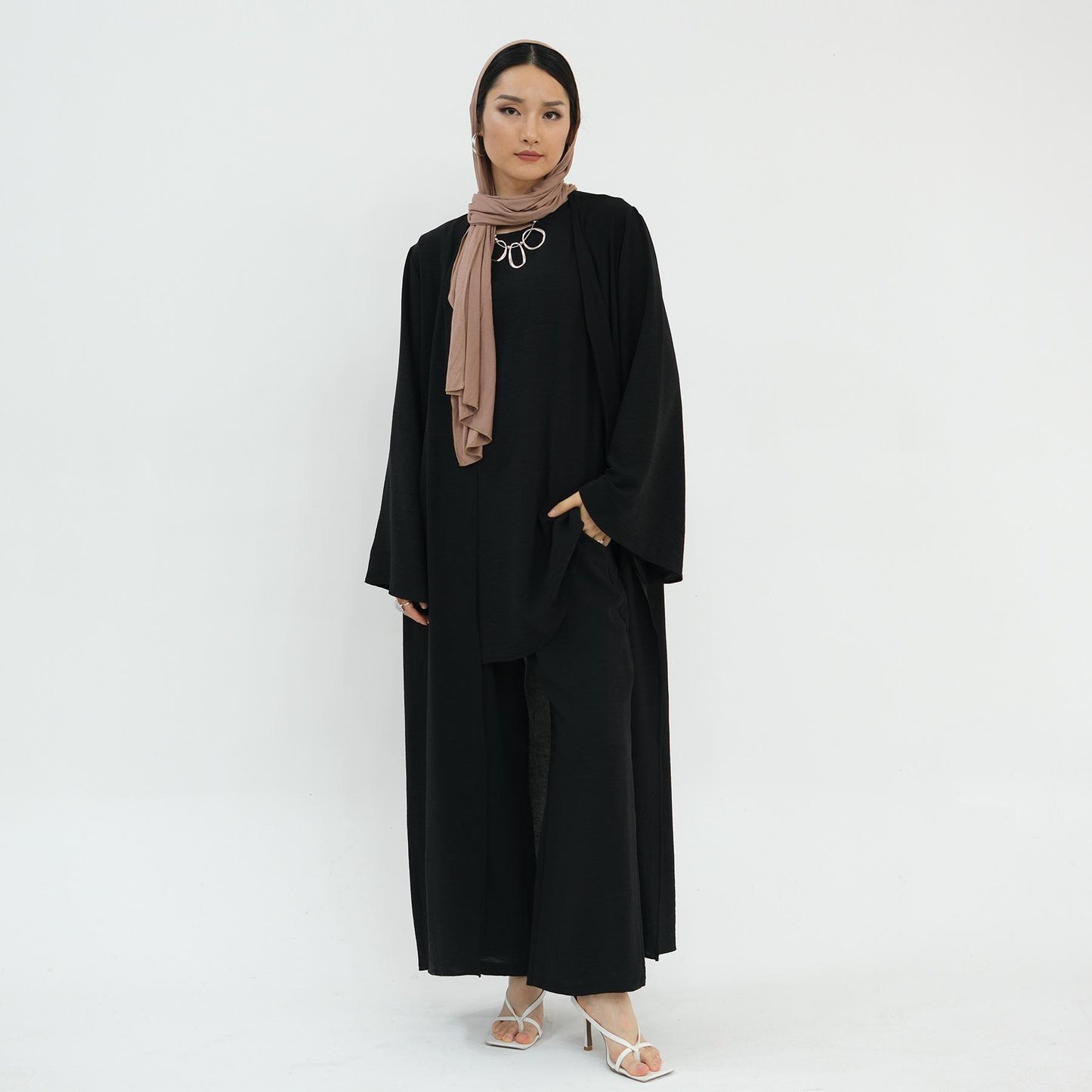 HS5107 Classic Solid Color Three-piece Suit - Loose Long Design Combination