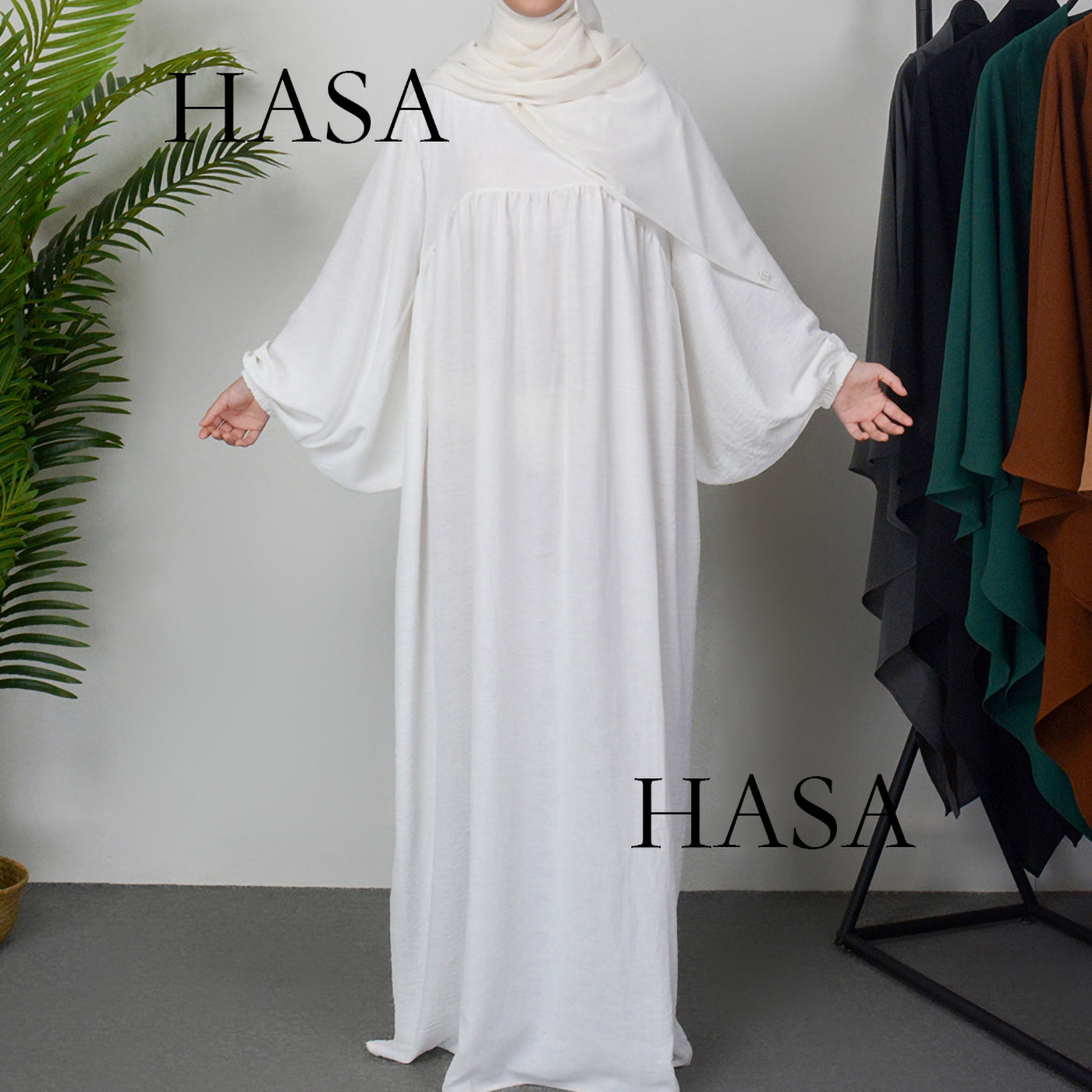 HS0429 Muslim OverSize Abaya with special Bubble sleeves for all body Shape