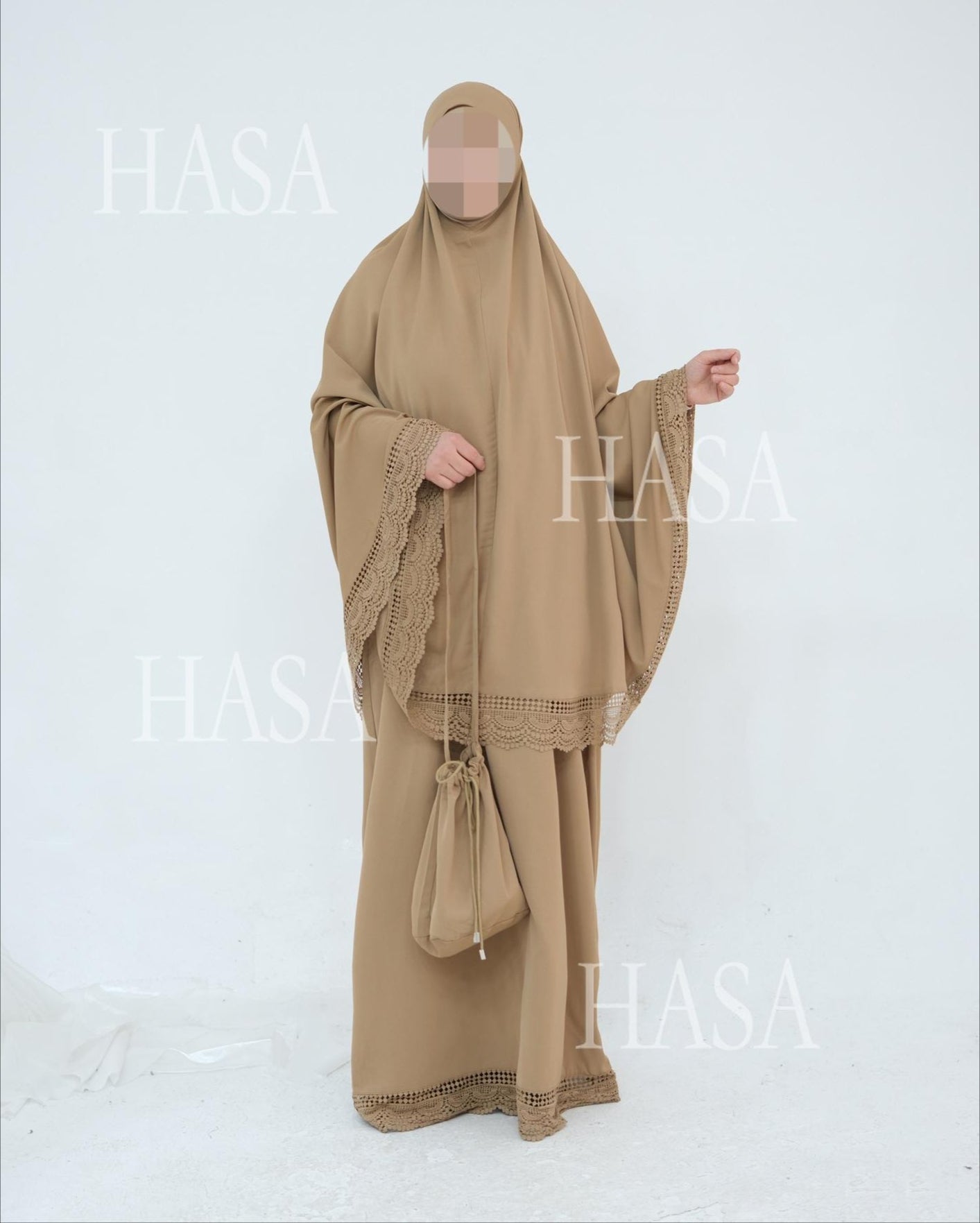 HS6615 Lace Prayer 4-Piece Set (Includes Prayer Mat and Storage Bag)