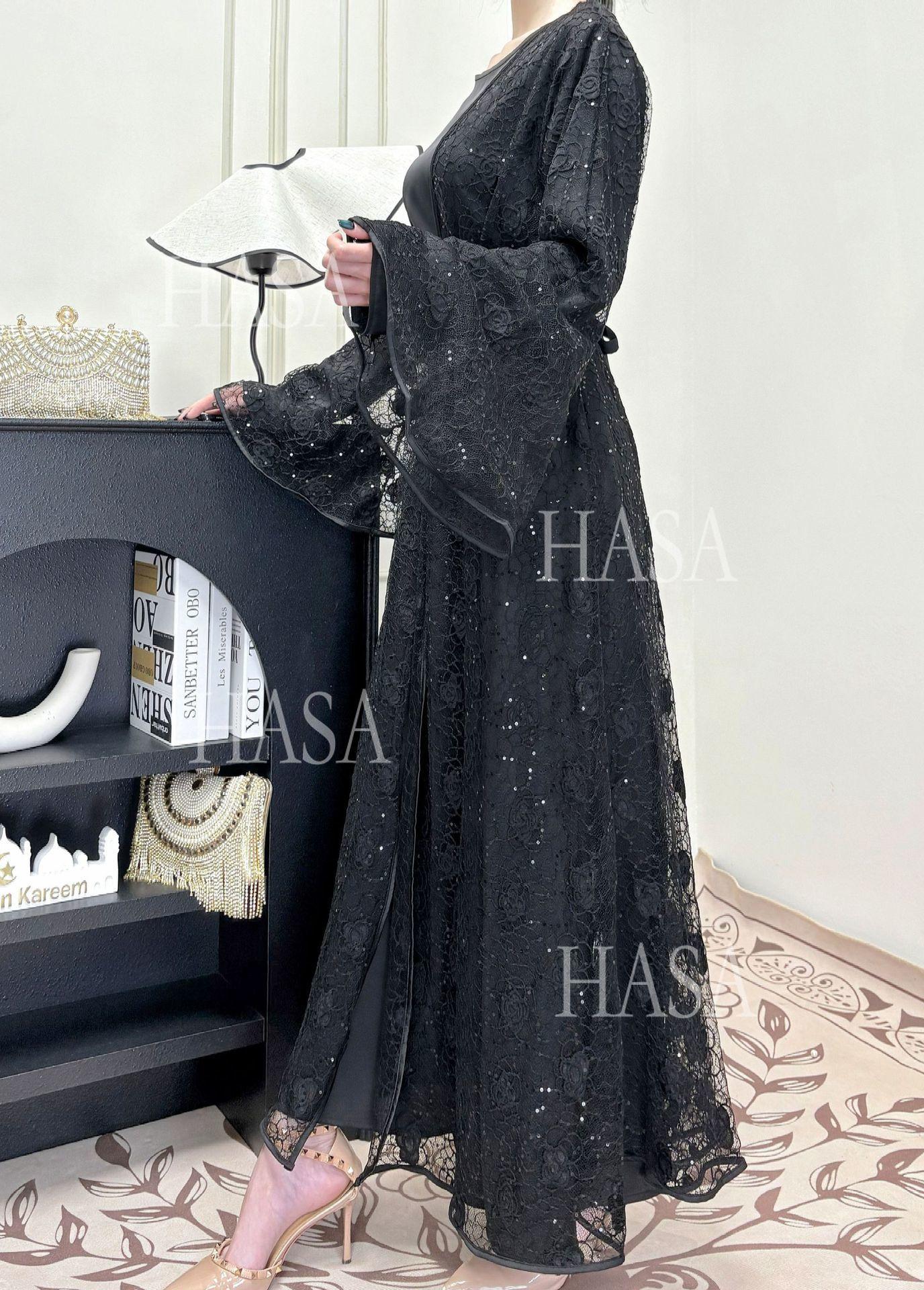 HS6482 Soft Lace Maxi Dress Set, Simple Loose Design