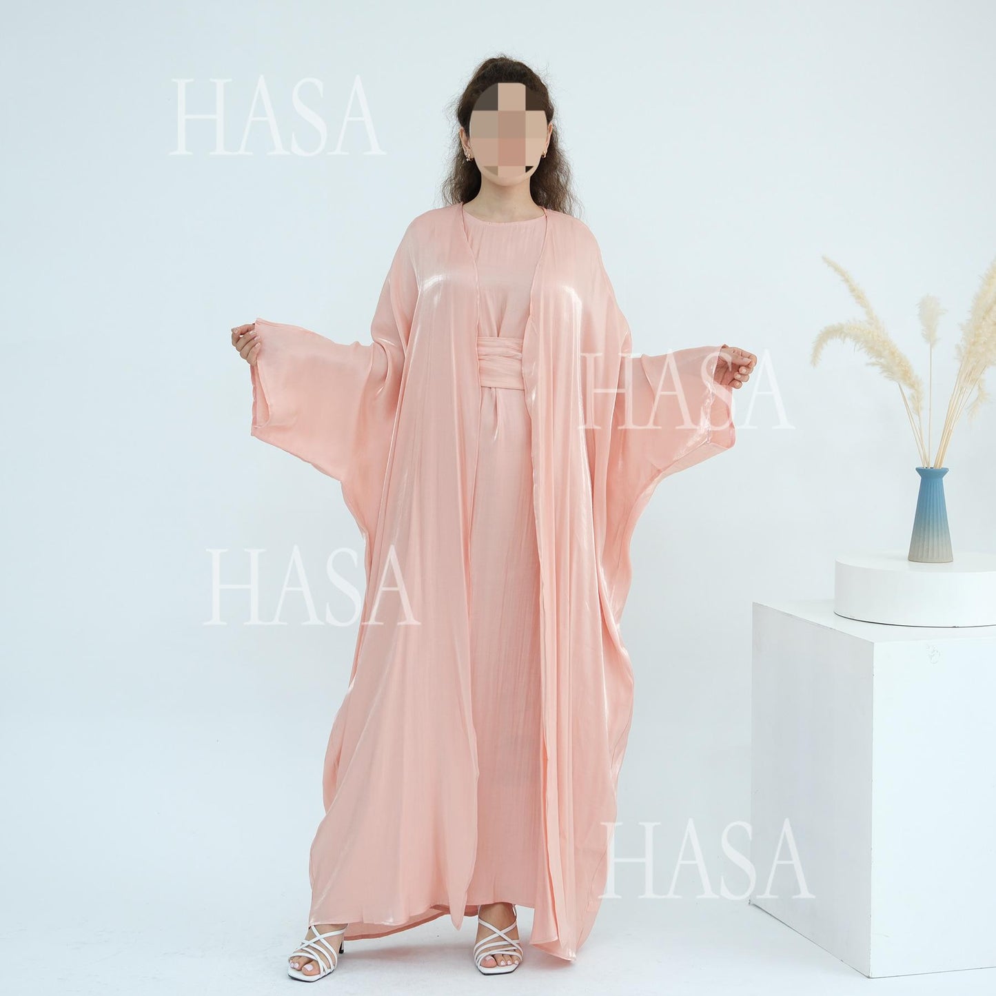 HS6530 Solid color simple two-piece long skirt suit