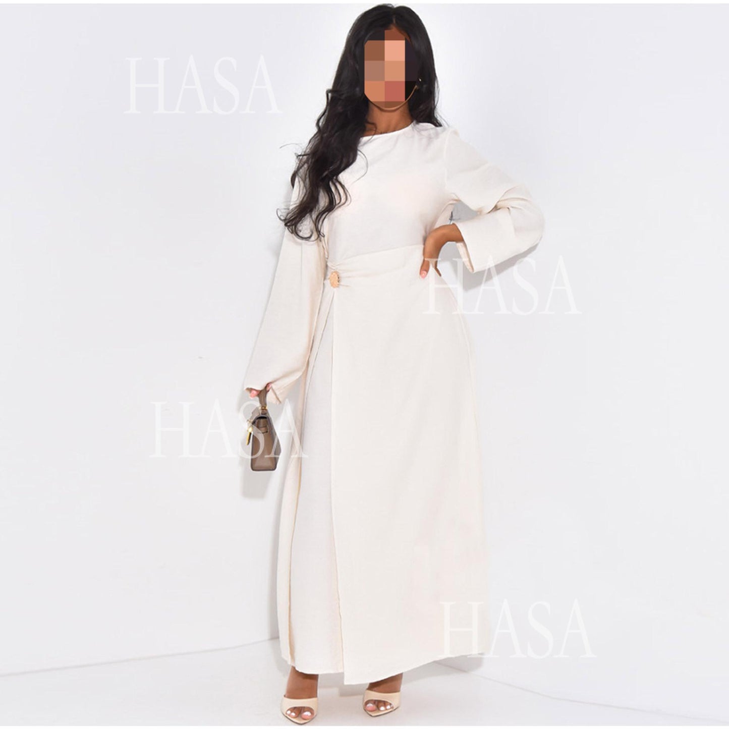 HS6549 Minimalist Abaya with Waist Detail