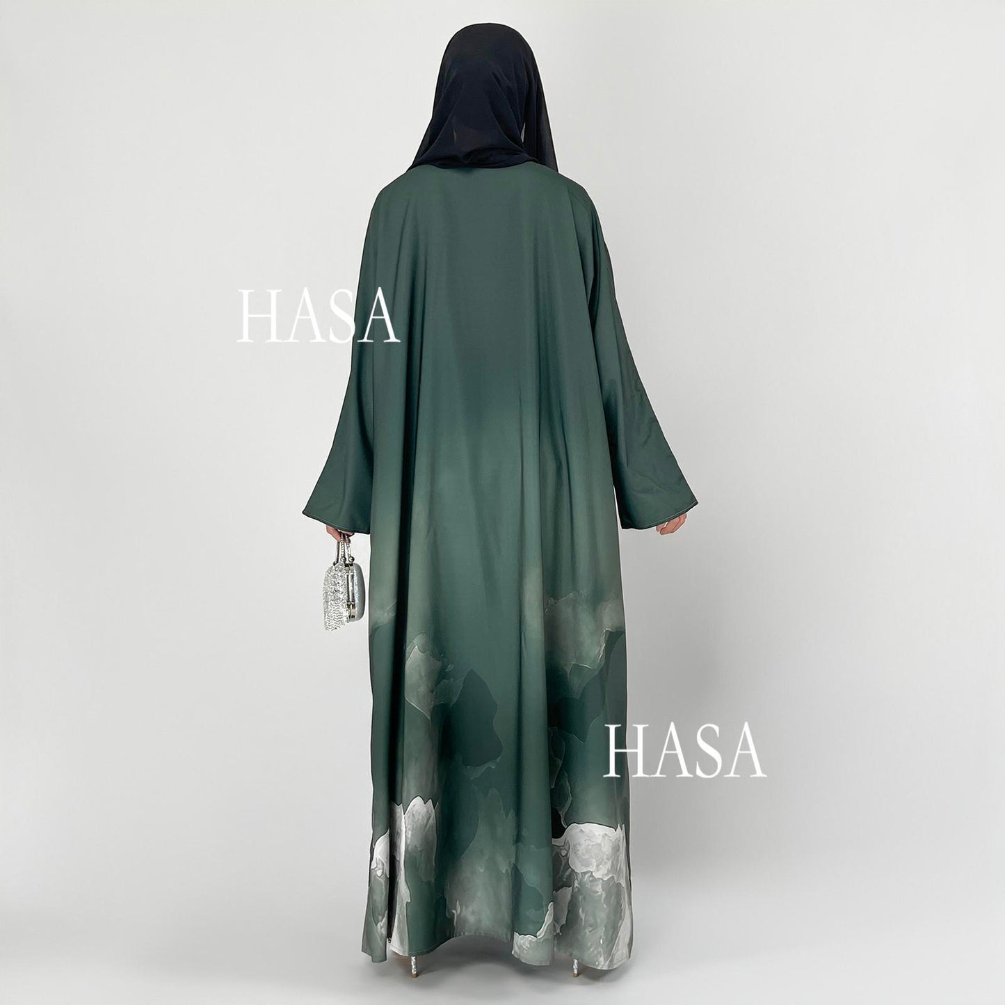 HS6324 Artistic Ombré Brushstroke Summer Kimono Abaya