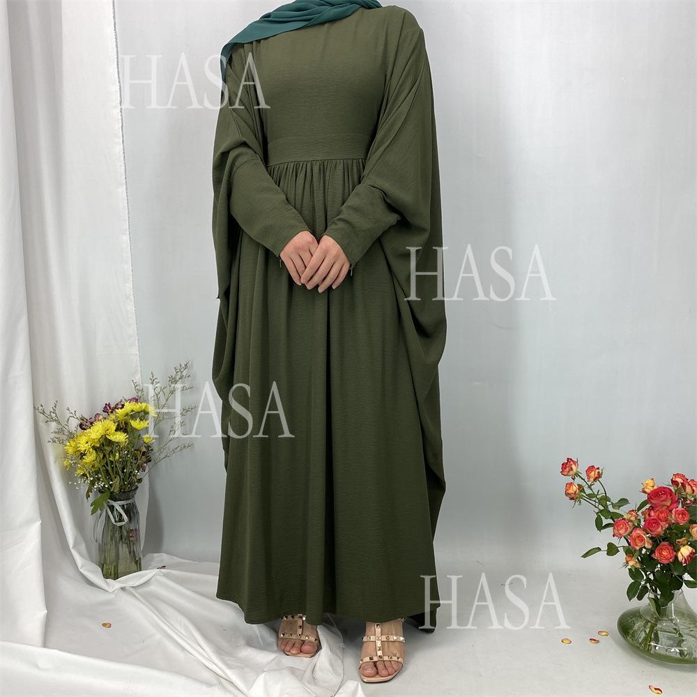 HS6586 Loose Turkish Pleated Dress, Fashionable Long Design