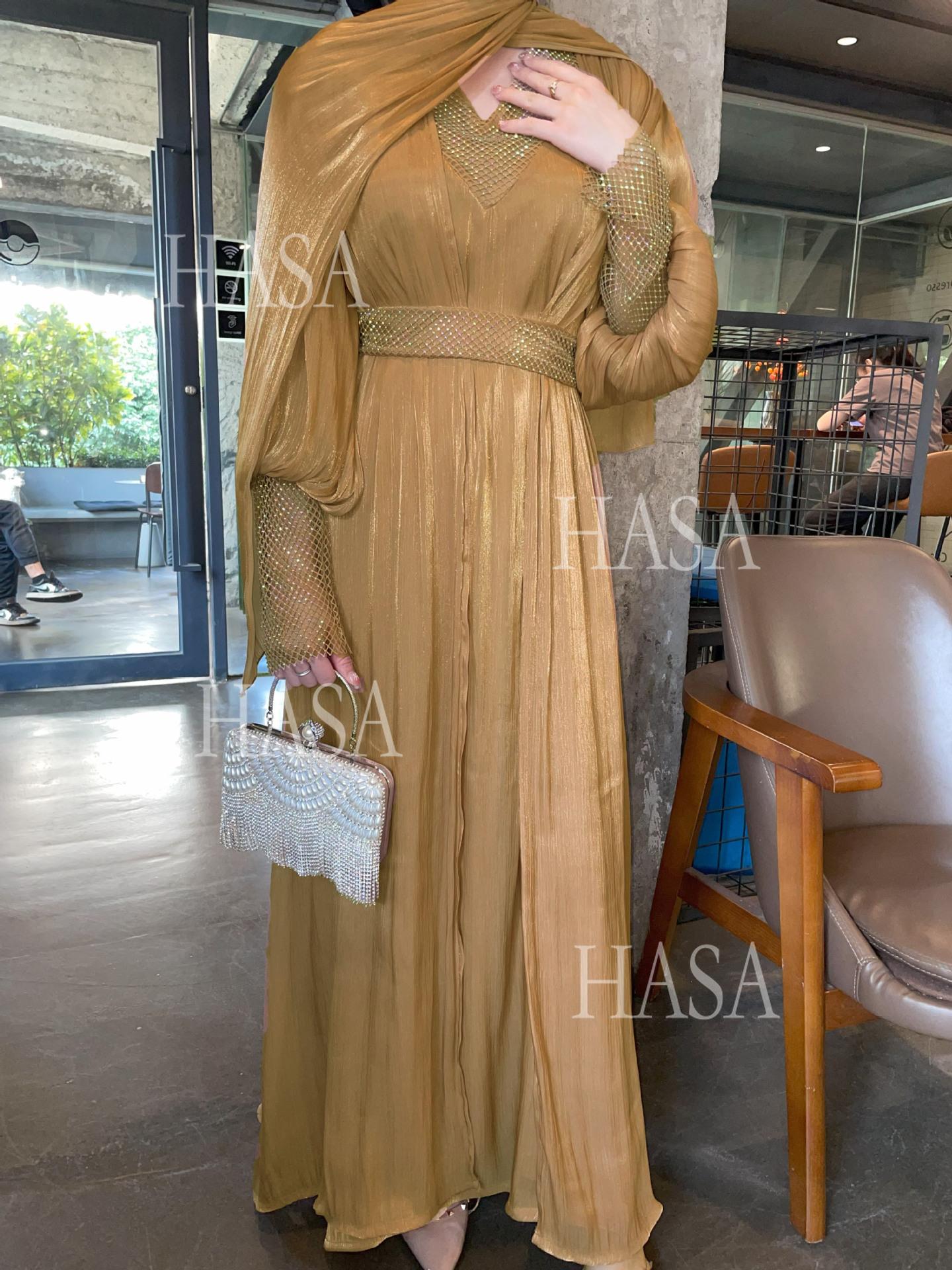 HS6481  Chiffon Robe 4 - Piece Set for Graceful Look