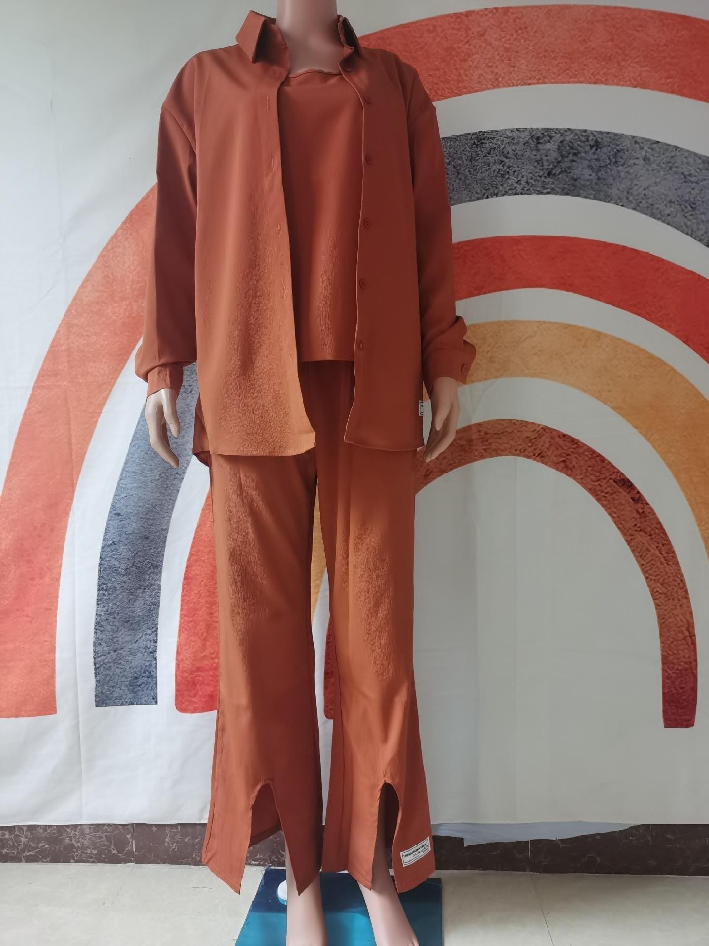 HASASERIES HS0829 3pcs Set Long Sleeved Shirt Vest and Pants