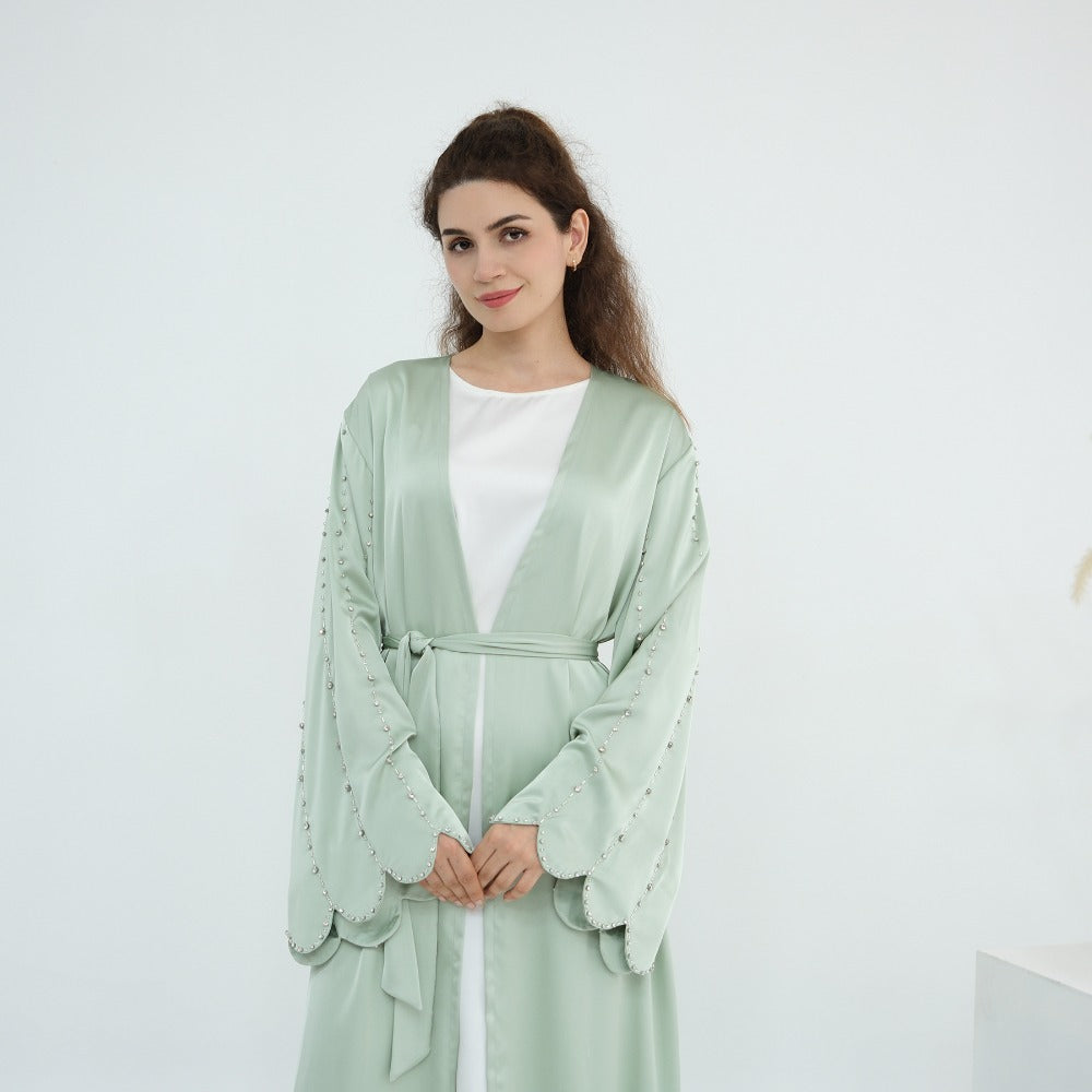 HS6602 Fully hand-beaded long cardigan jacket (headscarf not included)