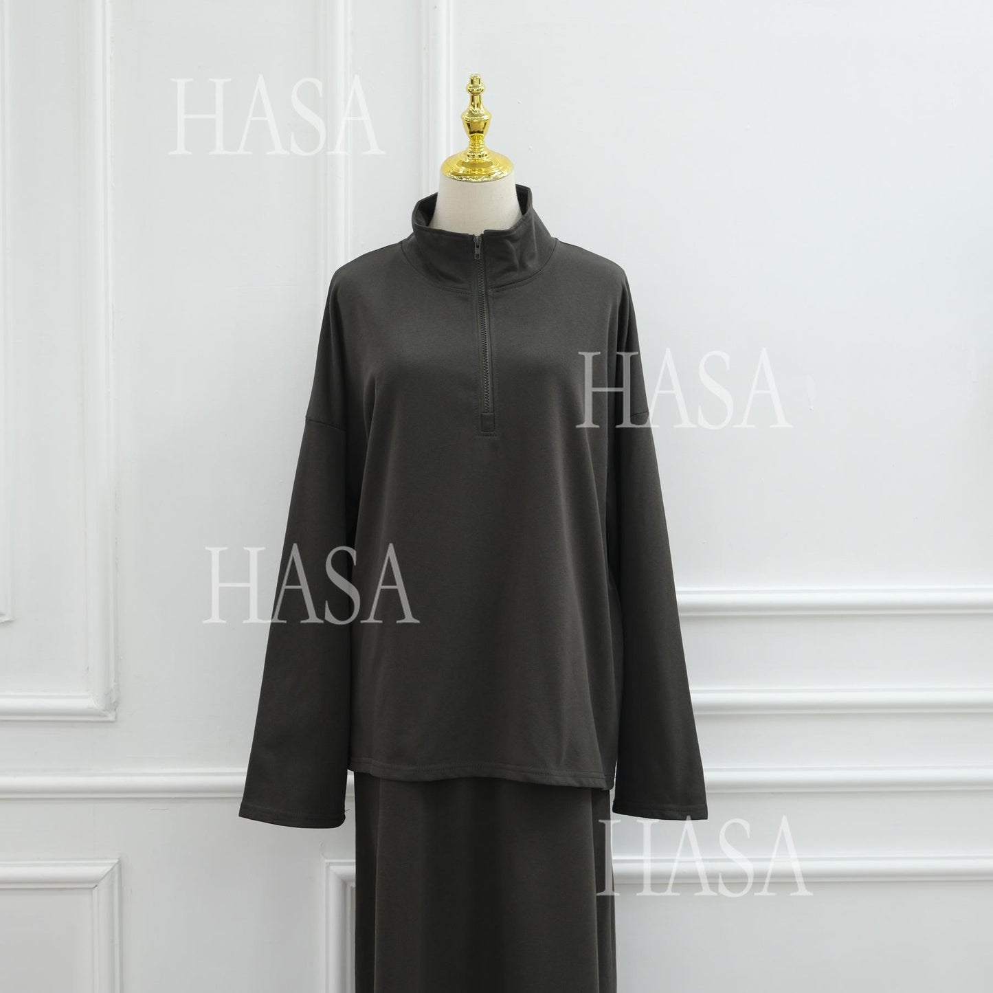 HASA HS6783 Cool Streetwear Maxi Skirt and Loose Top Set