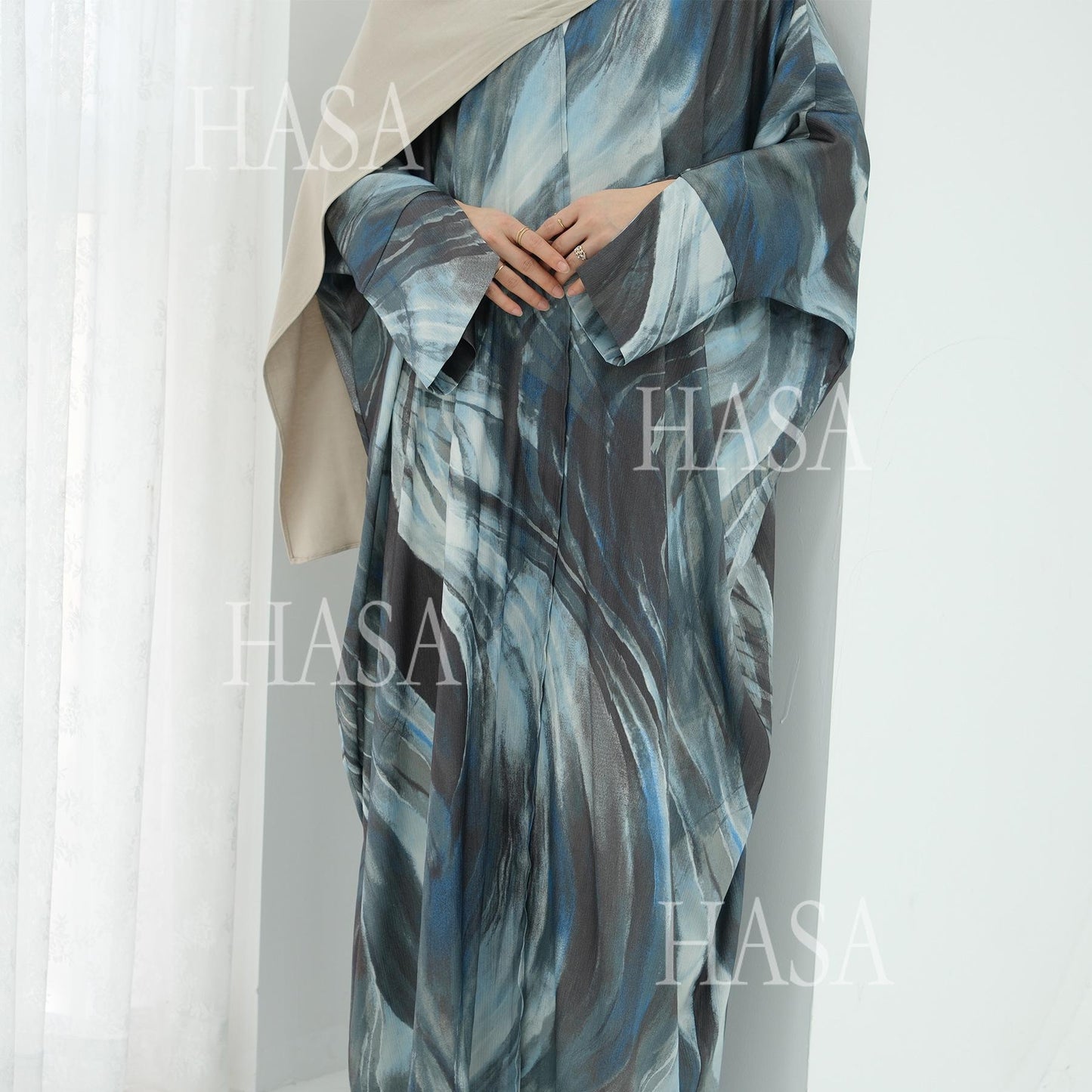 HS6509 Abstract Printed Loose Abaya (Headscarf Not Included)