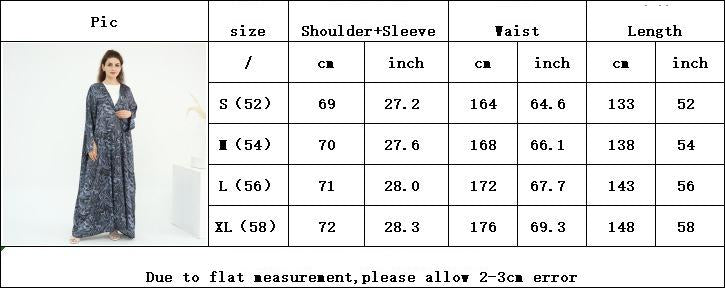 HS6555 Fashionable printed long-sleeved dress with an ankle-length cardigan style