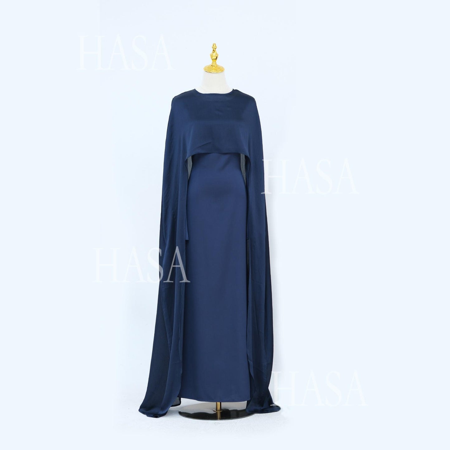 HS5870 Elegant drape two-piece robe dress-Light luxury street style abaya girl