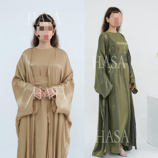 HS6530 Solid color simple two-piece long skirt suit
