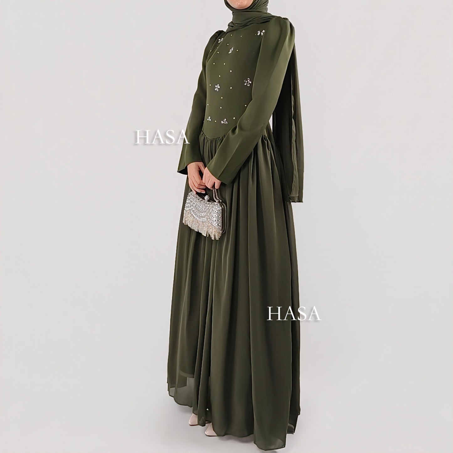 HS6750 Green Maxi Dress for Special Occasions