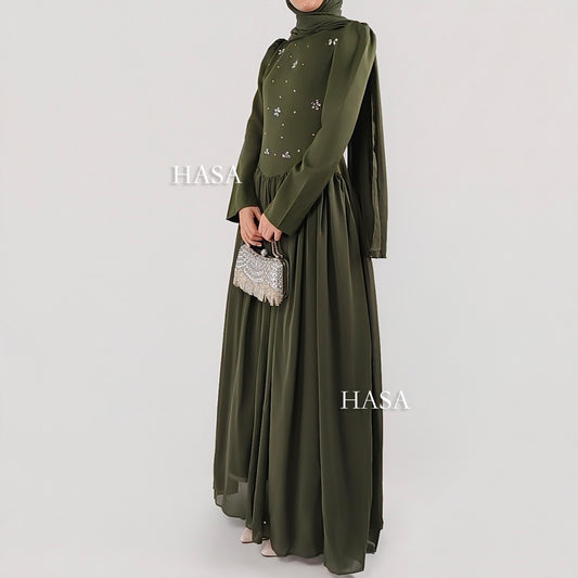 HS6750 Green Maxi Dress for Special Occasions