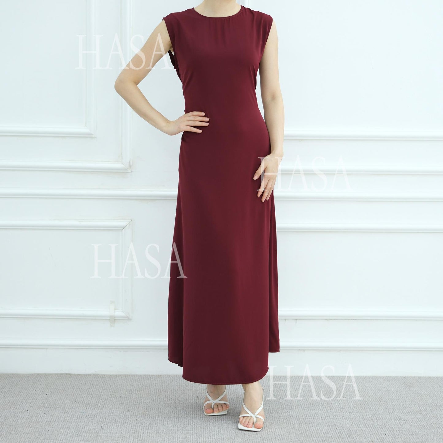 HS6470 Sleeveless Long Dress with Adjustable Back Lacing