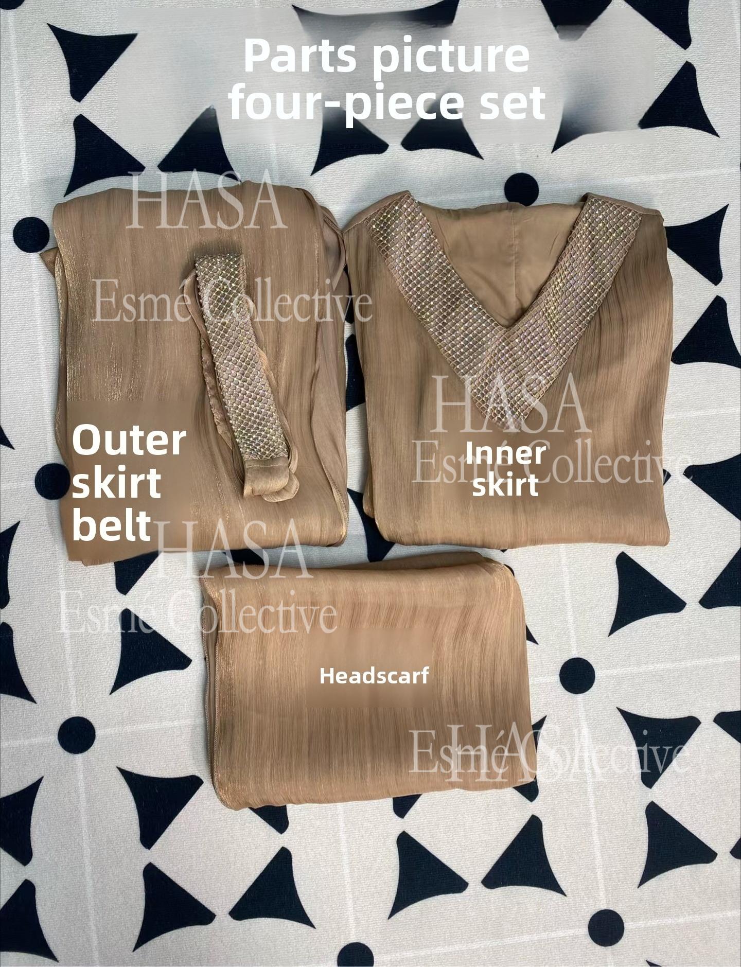 HS6481  Chiffon Robe 4 - Piece Set for Graceful Look