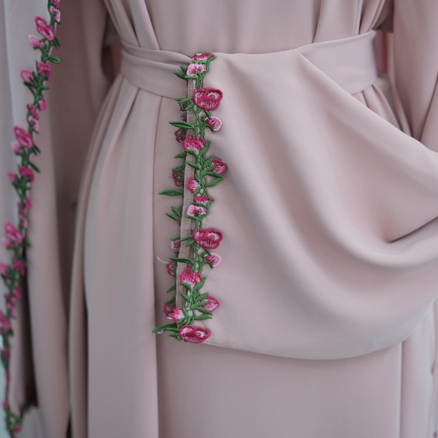 HASA HS6814 Loriya Pink Lace Stitching Two-piece Dress + Headscarf