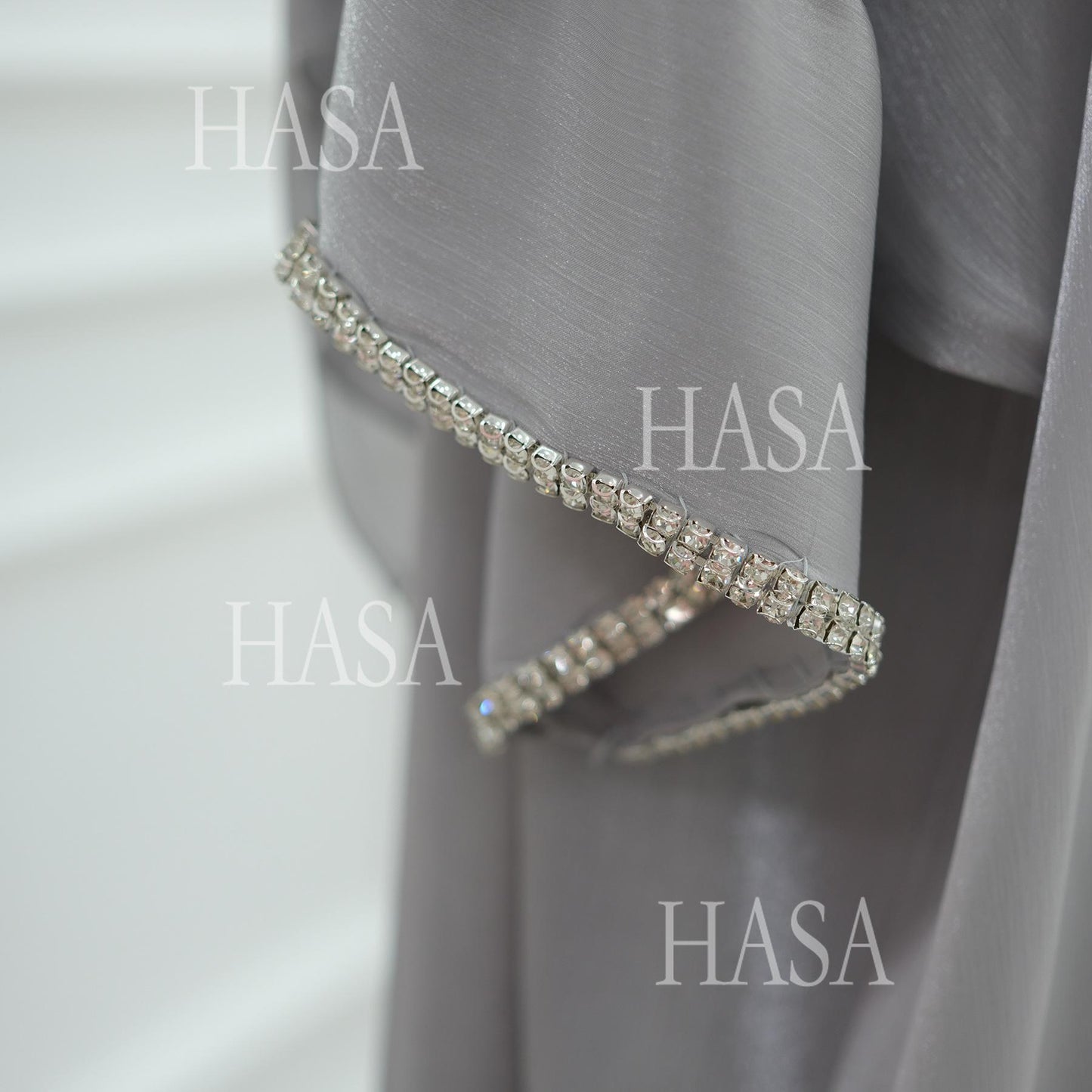HS6553  Two-Piece Solid Abaya with Beaded Details and Matching Scarf Option