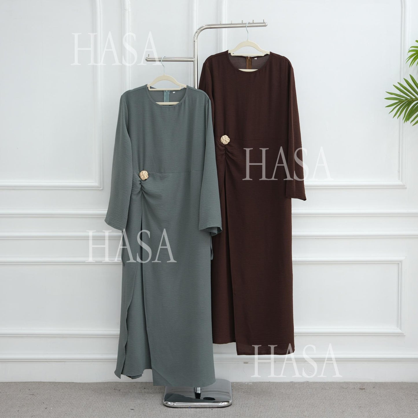 HS6549 Minimalist Abaya with Waist Detail