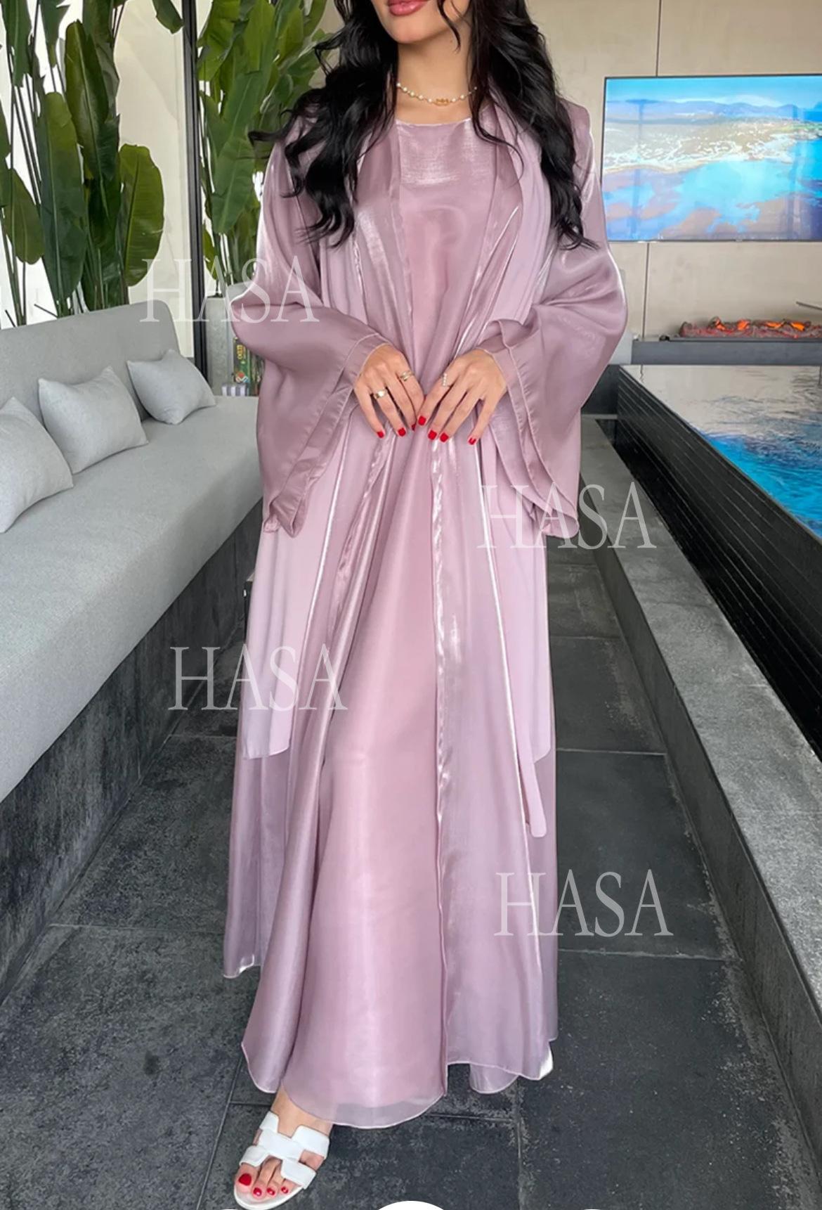 HS6579 Women's Purple Organza Two-Piece Robe (Long Skirt + Jacket)