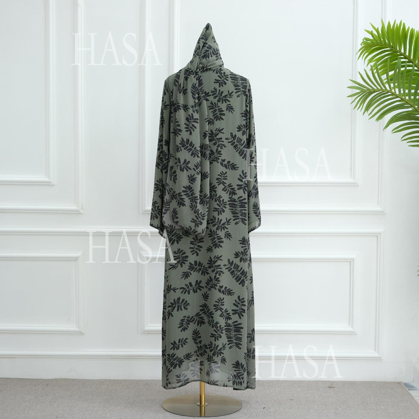 HS6515 Summer Printed Chiffon Jacket and Headscarf Two-Piece Set