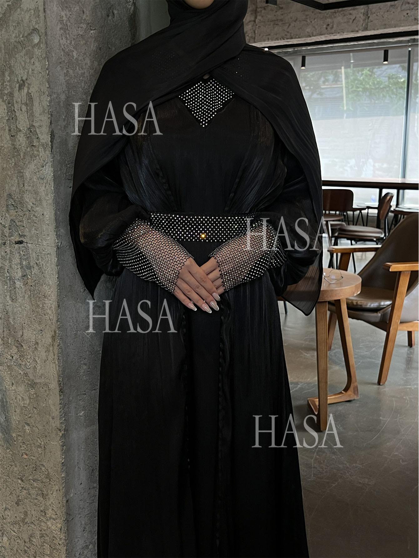 HS6481  Chiffon Robe 4 - Piece Set for Graceful Look
