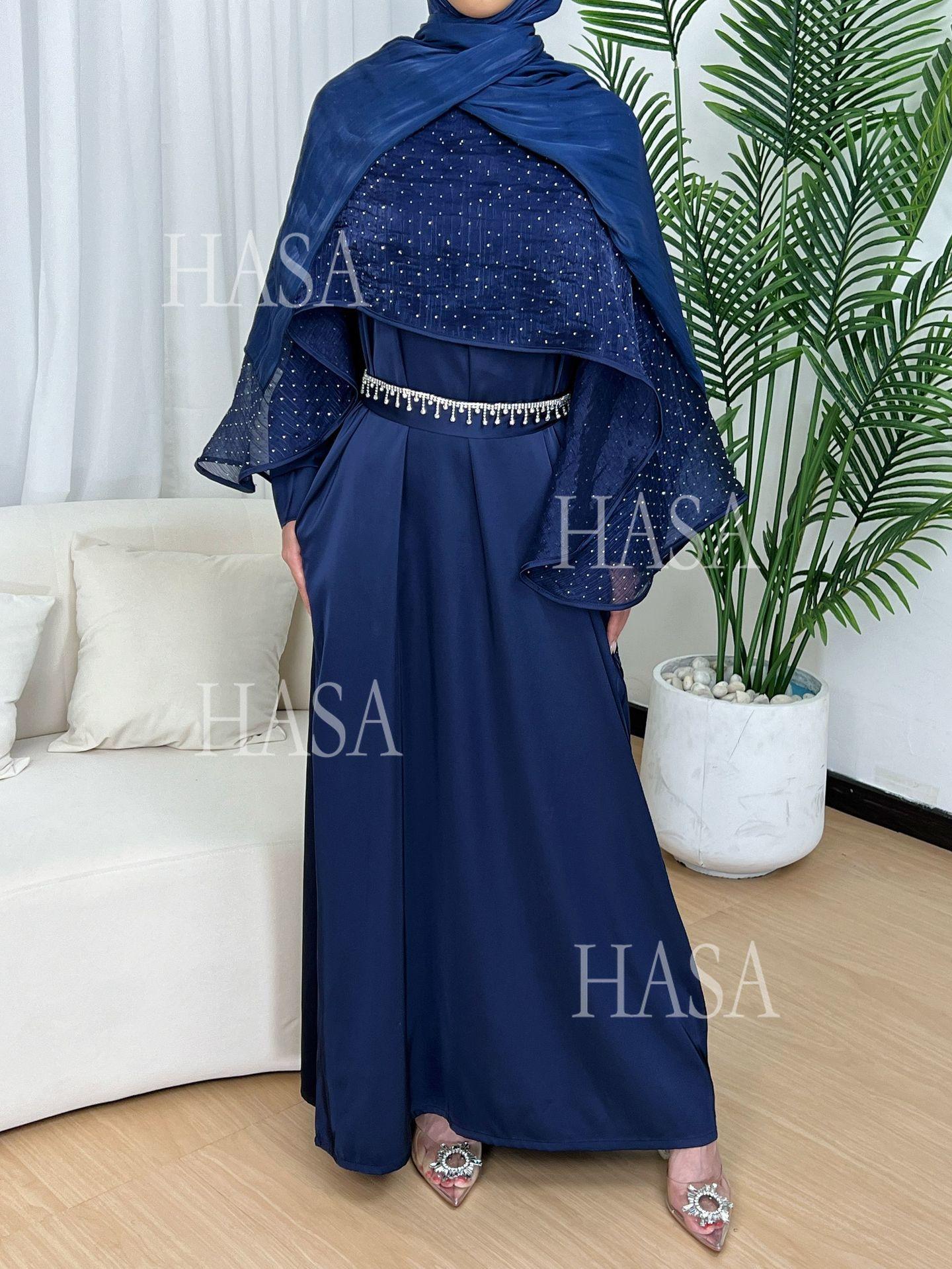 HASA's Series HS6573 Abaya Elegant Cape-style Long Dress